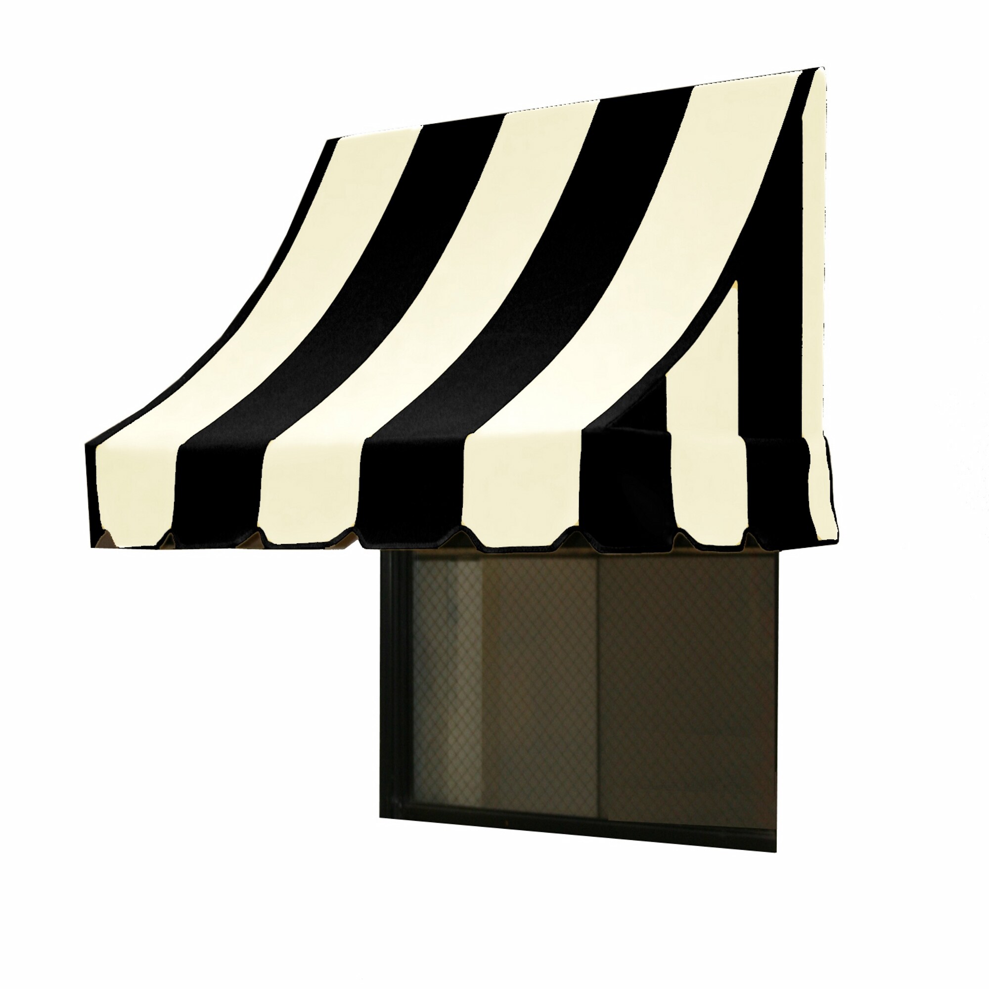 Awntech Nantucket 765 In Wide X 24 In Projection Blackwhite Striped Fixed Windowdoor Awning 5445