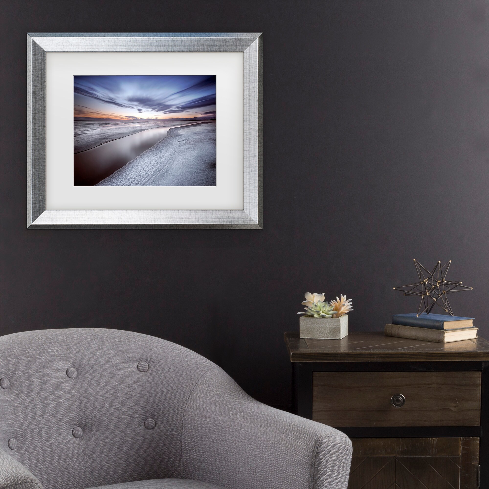 Silver Framed Coastal Canvas Print for Nursery, 11x14