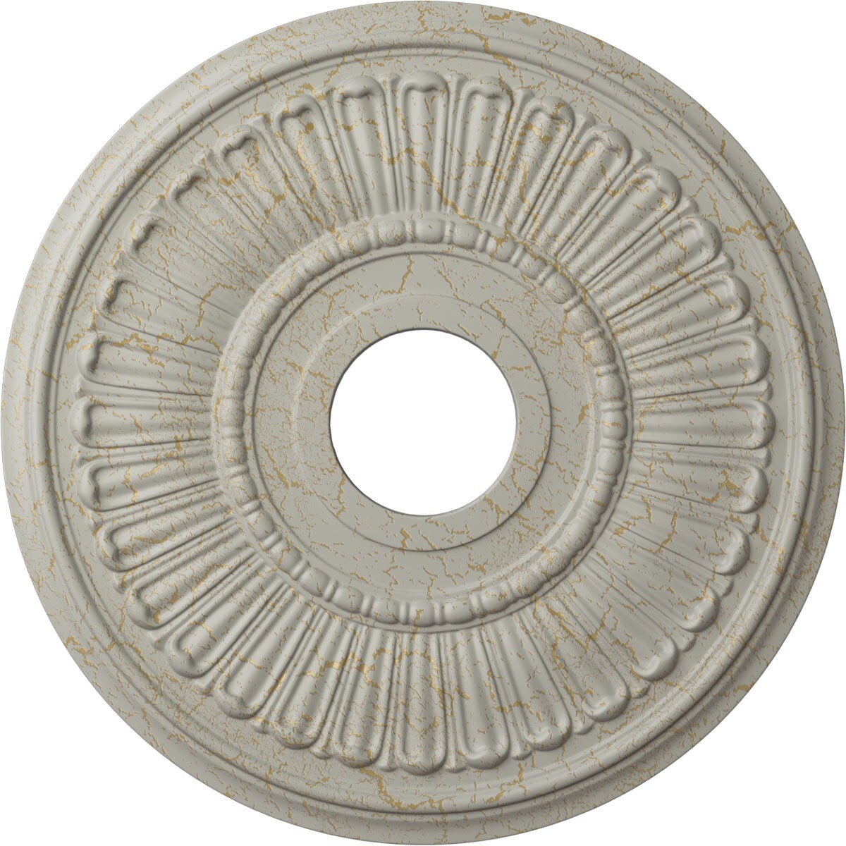 Ekena Millwork CM16MLPCC Melonie 16-in W x 16-in L Painted Pot Of Cream Crackle Polyurethane Whole Ceiling Medallion