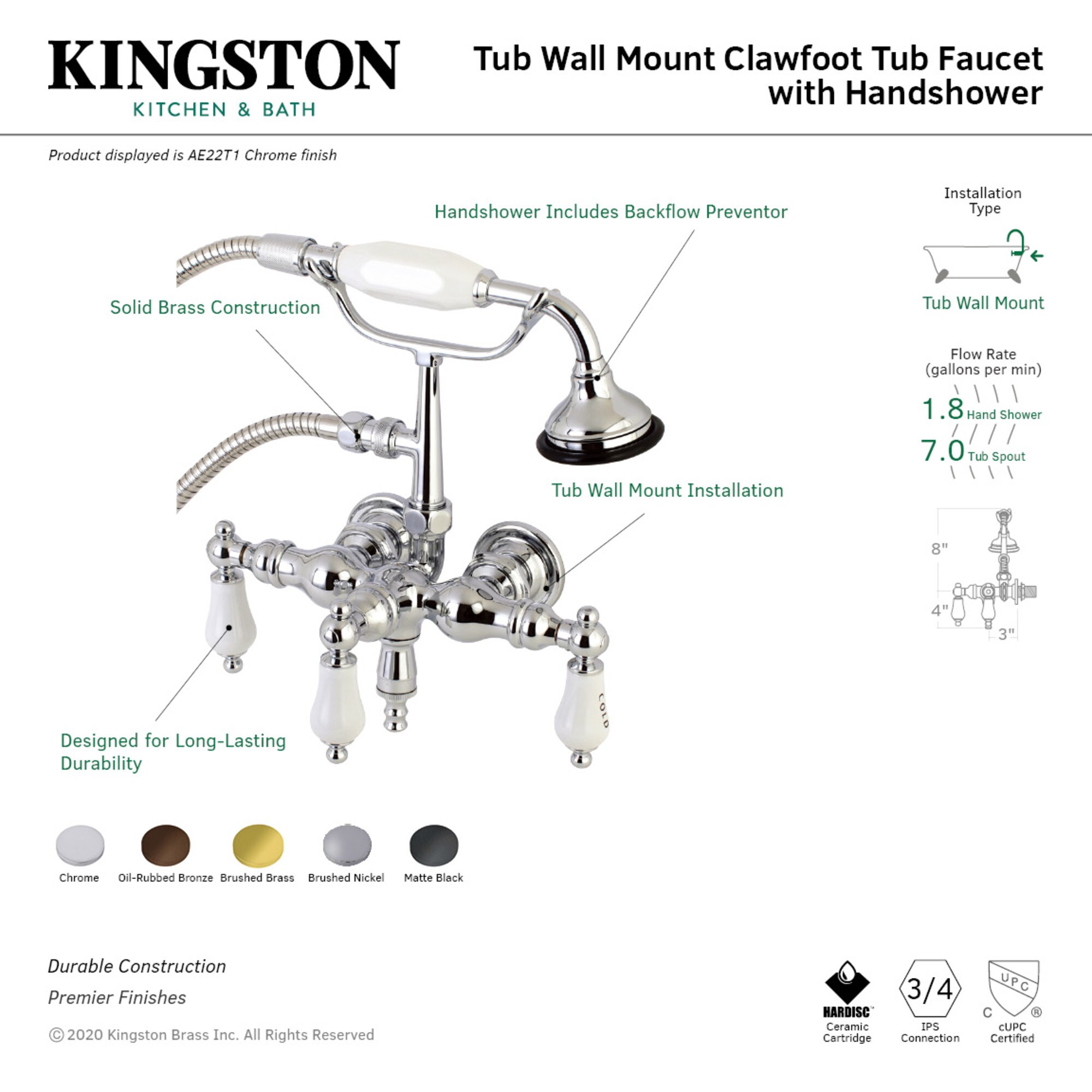 Kingston Brass WLAE22T1 Roman-Tub-Faucets - View #3