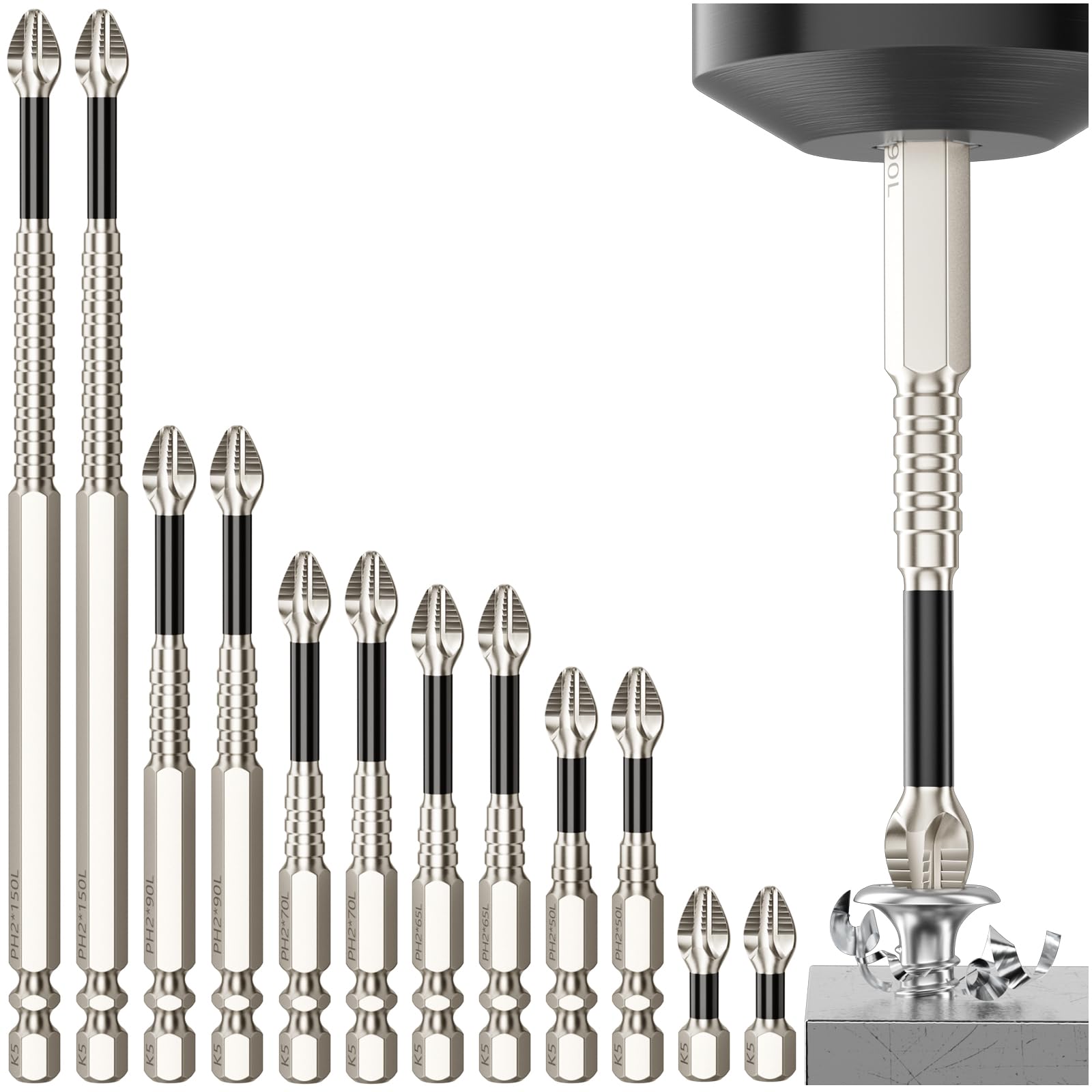 Linder Group Inc Magnetic Screwdriver Drill Bit Set 12pcs Impact Resistant Non Slip Bits for Cordless Drill Electric Screwdriver Manual Driver Storage Base #L3ZN3PPH