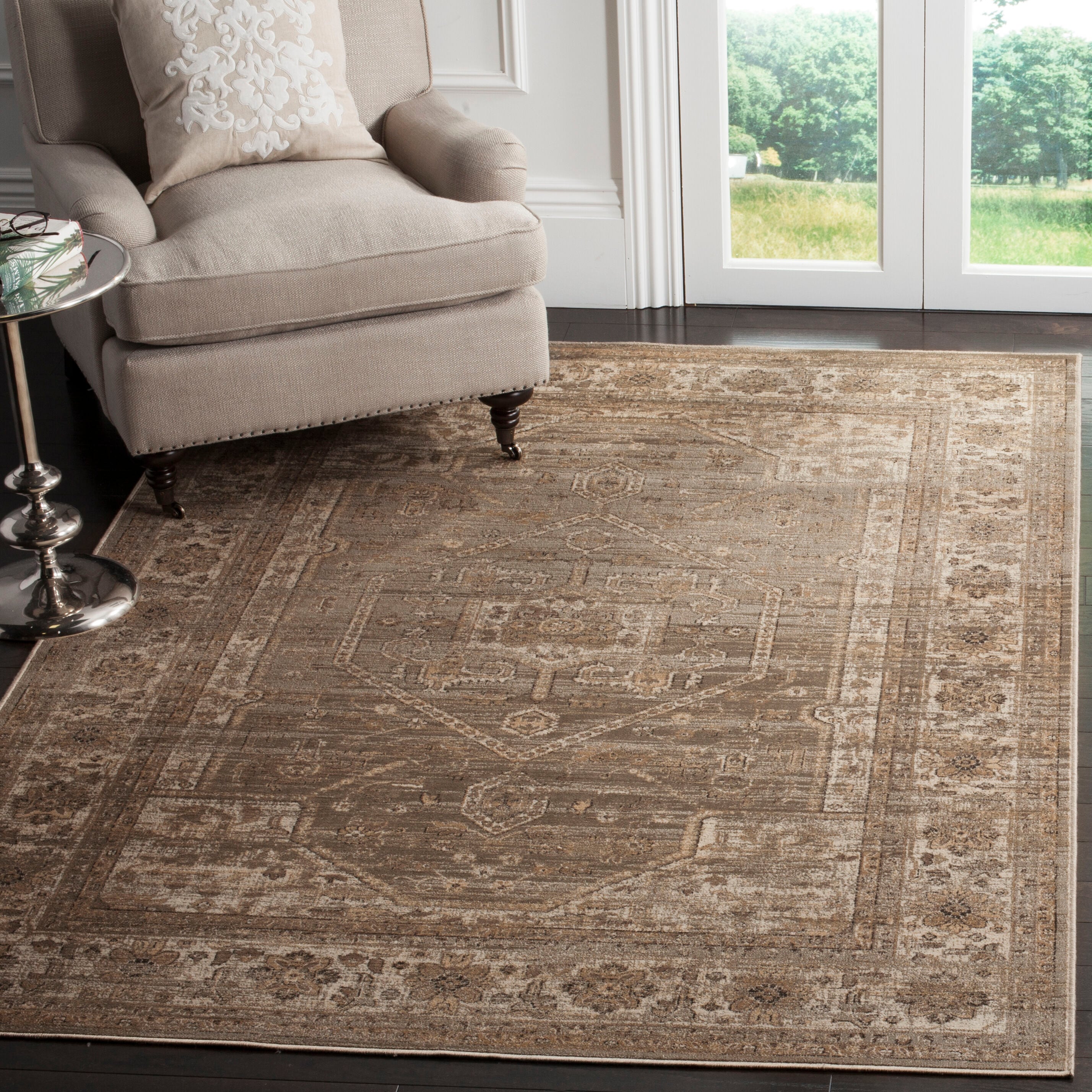 Safavieh VTG116-3110-5 Vintage Serage 5 x 8 (ft) Loomed Synthetic Mouse Rectangular Indoor Distressed/Overdyed Vintage Area rug