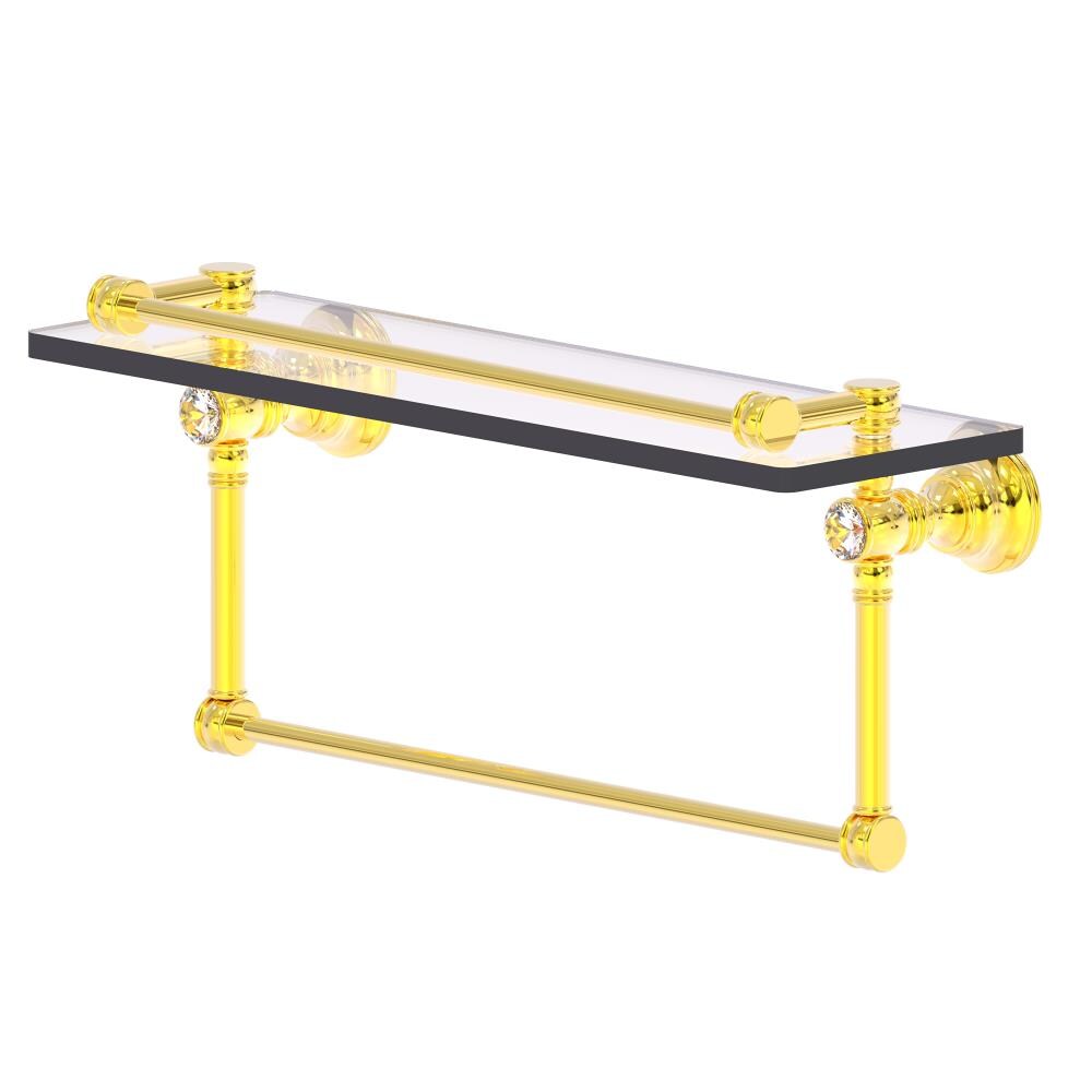 Allied Brass CC-1-16-TB-GAL-PB Carolina Crystal Polished 1-Tier Brass Wall Mount Bathroom Shelf (16-in X 7.4-in X 5-in)