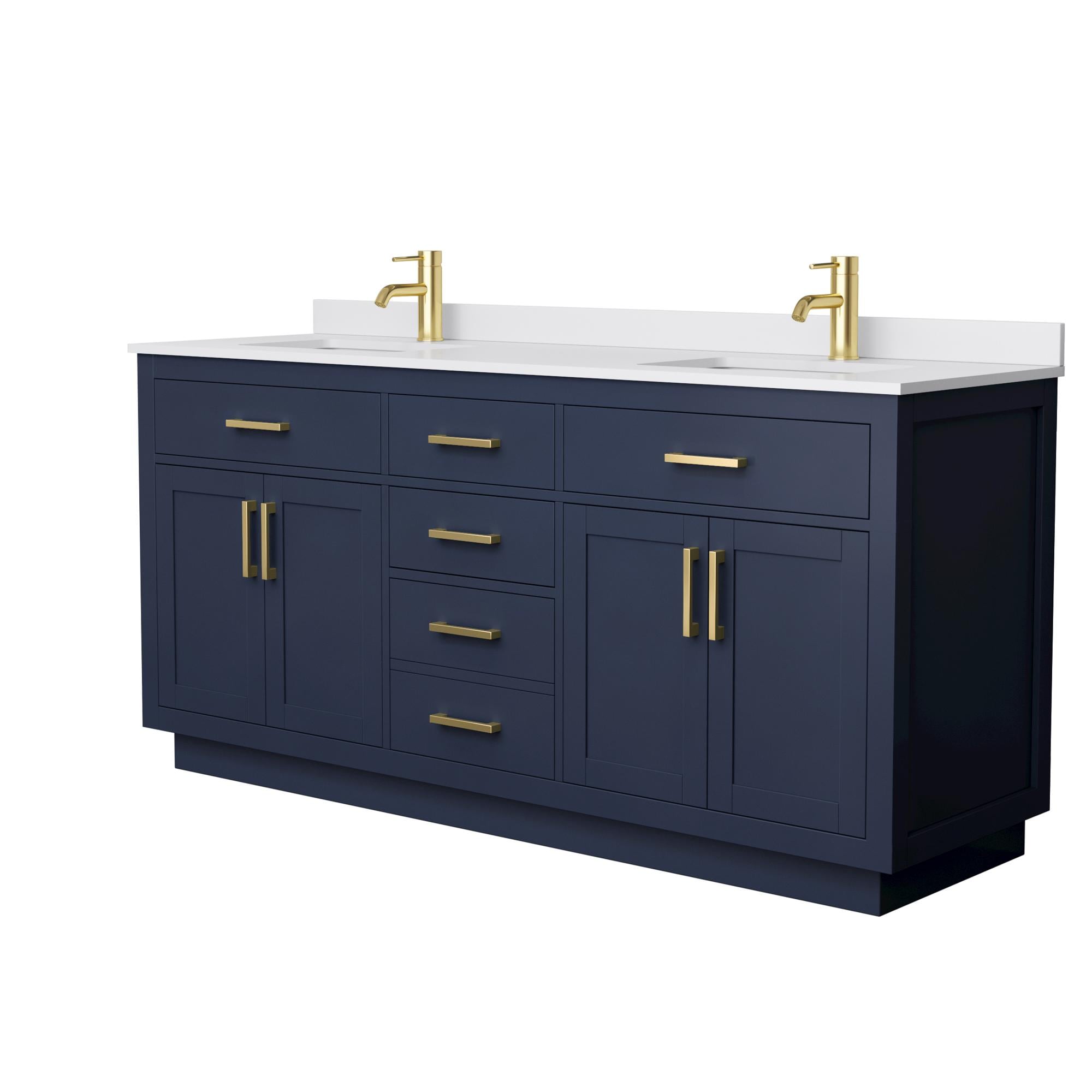 Wyndham Collection WCG262672DBLWCUNSMXX Beckett TK 72-in Dark Blue Undermount Double Sink Bathroom Vanity with White Cultured Marble Top