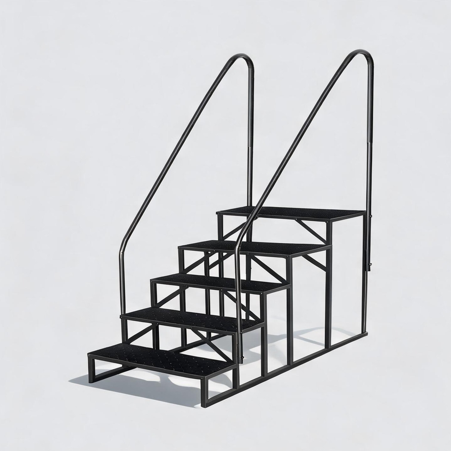 BBabe 660 lb 5-Step Ladder with Handrail Anti-Slip Pool Steps for RV Mobile Home