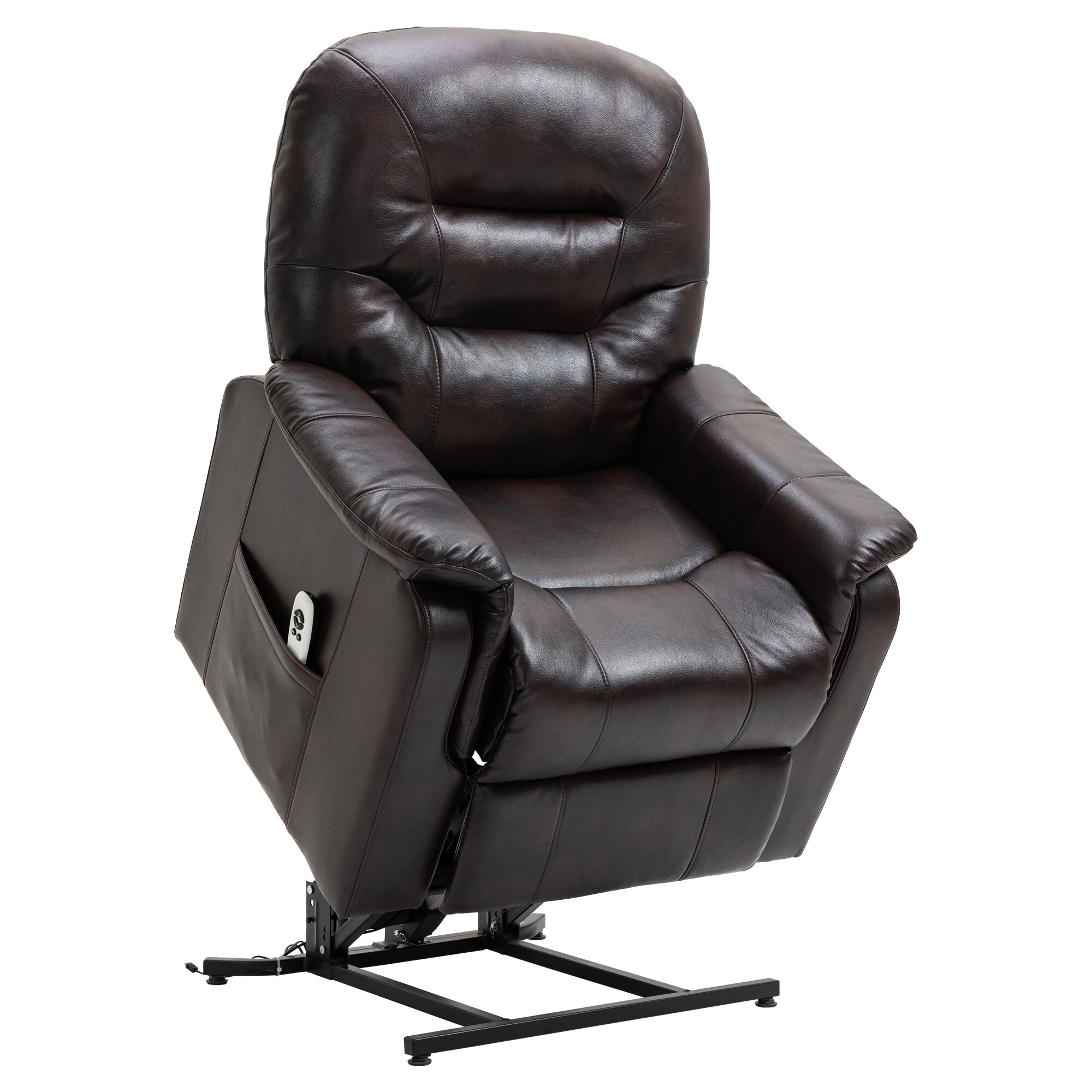 CASAINC Massage recliner Brown Faux Leather Powered Reclining Recliner with  Lift Assistance in the Recliners department at