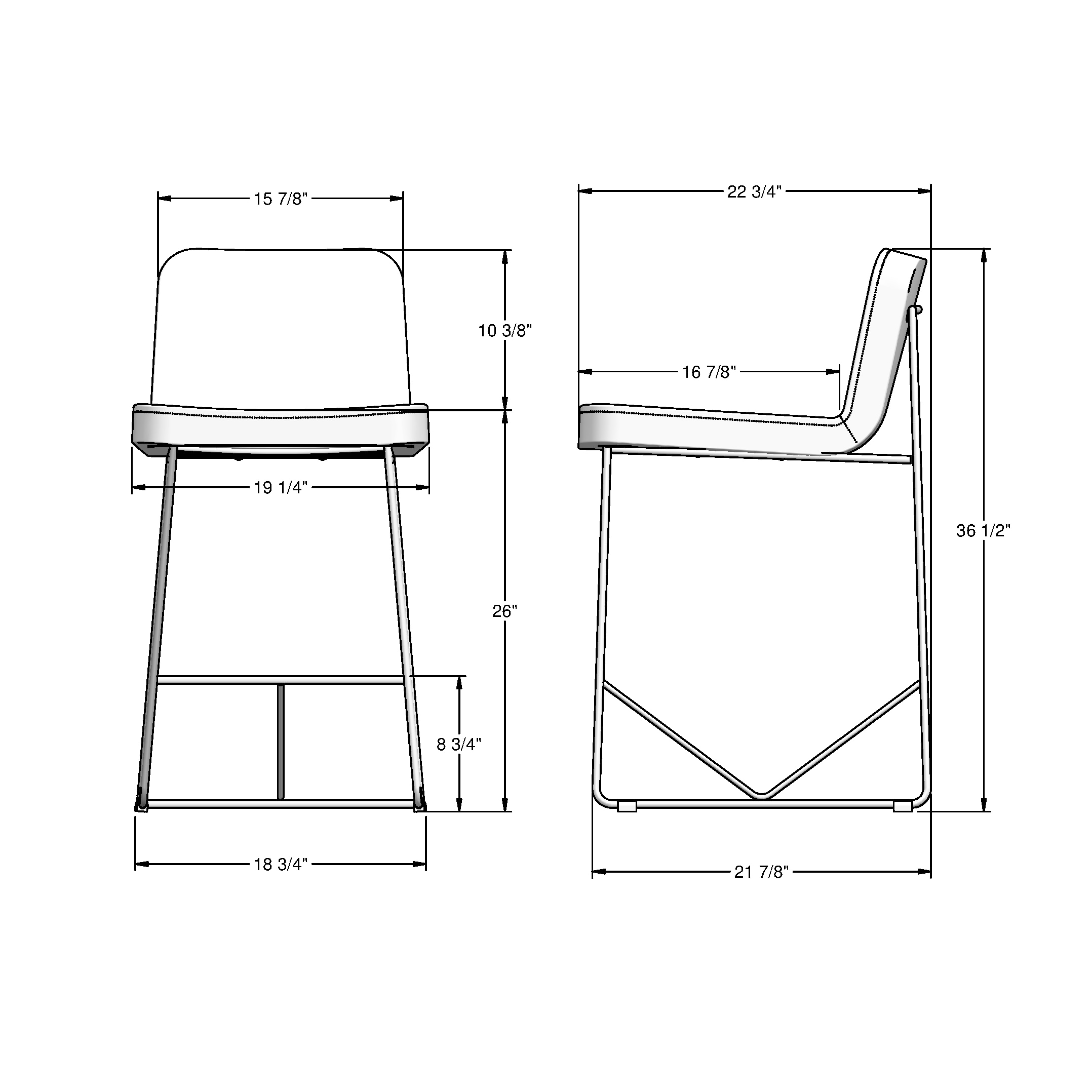 Amisco Winslet Charcoal Grey Polyester / Black Metal 26-in H Counter ...