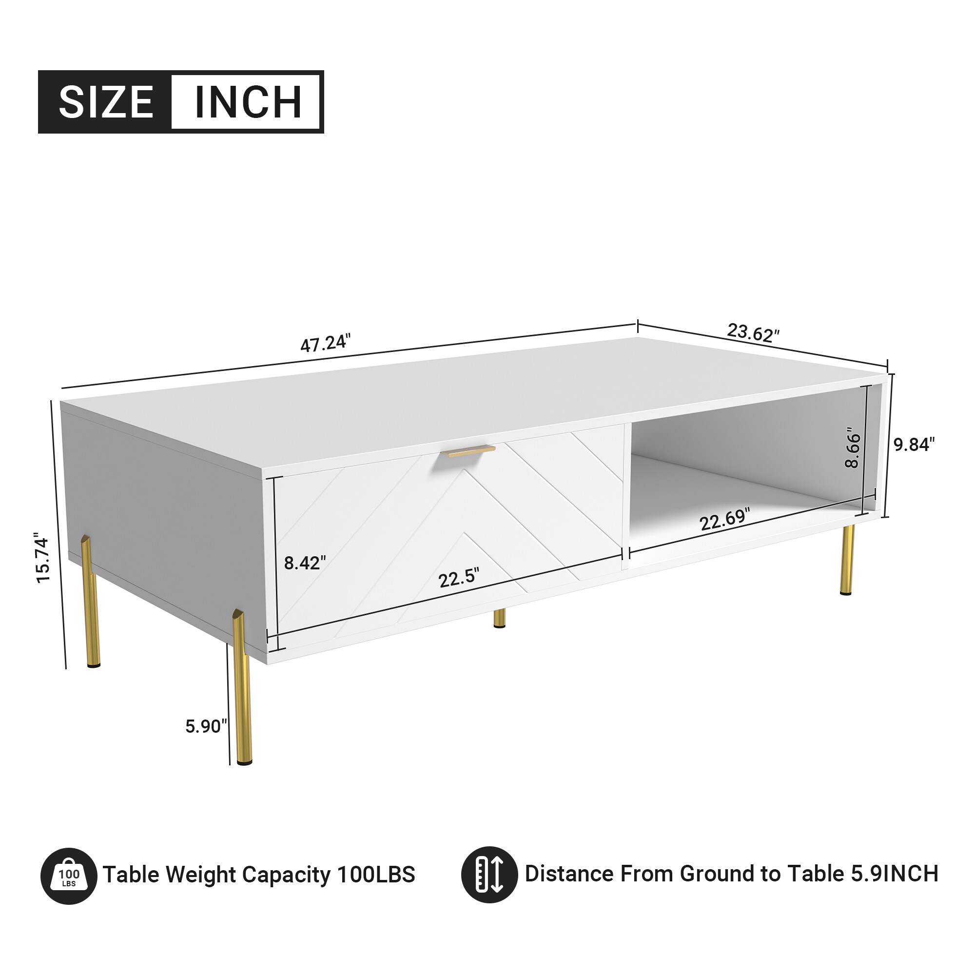 Clihome CL02WC011WH Coffee-Tables - View #8