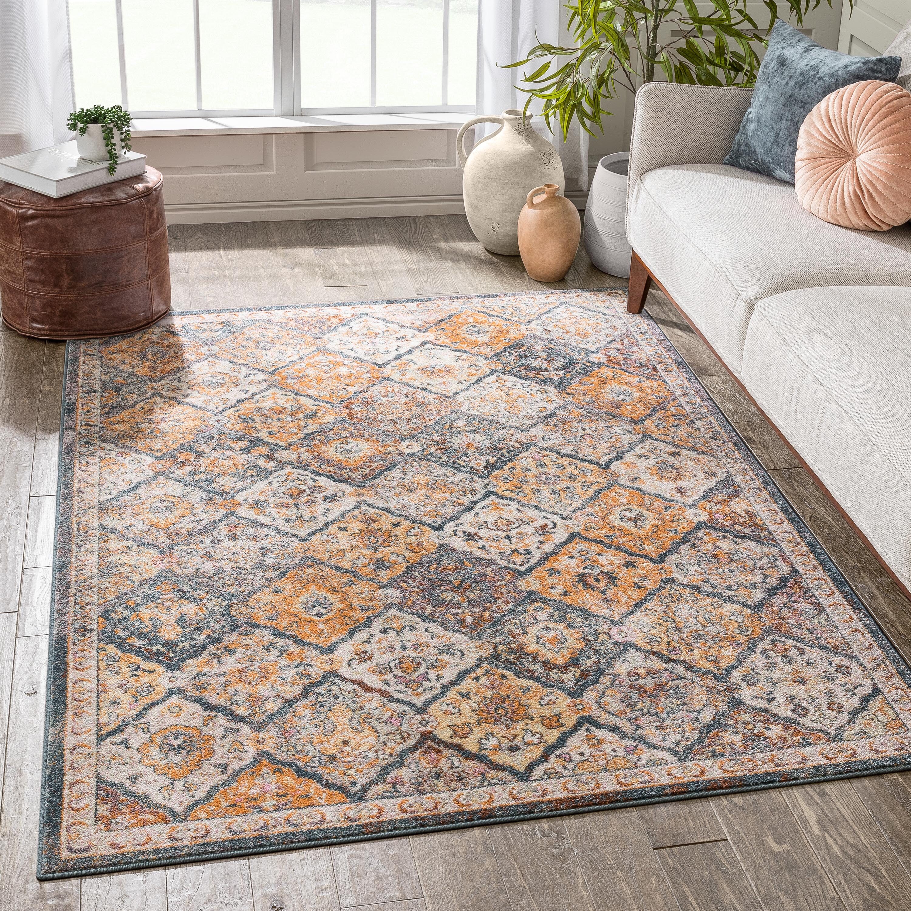Well Woven RO-304-5 Rodeo 5 x 7 (ft) Loomed Polyester Blue Rectangular Indoor Tribal Vintage Area rug