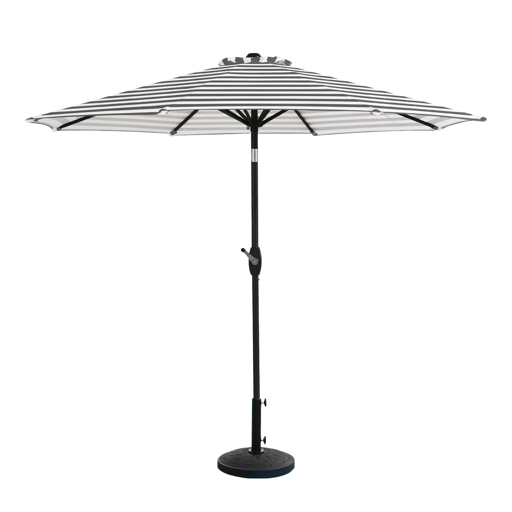 Westin Furniture 9806-GY-WH-OS5003 9-ft Steel Gray Push-button Tilt Garden Patio Umbrella with Base