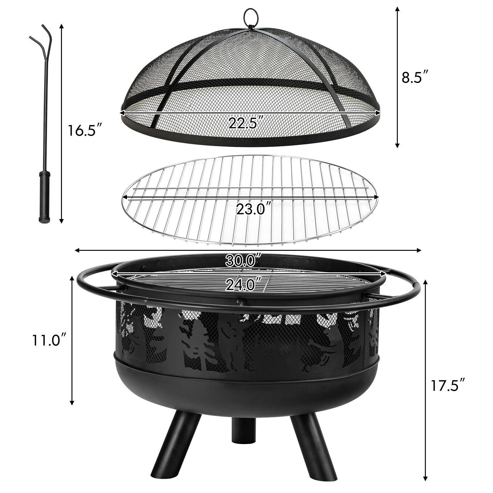 BABOOM Wood-Burning Fire Pits 30-in Black Iron Wood-Burning Fire Pit in ...