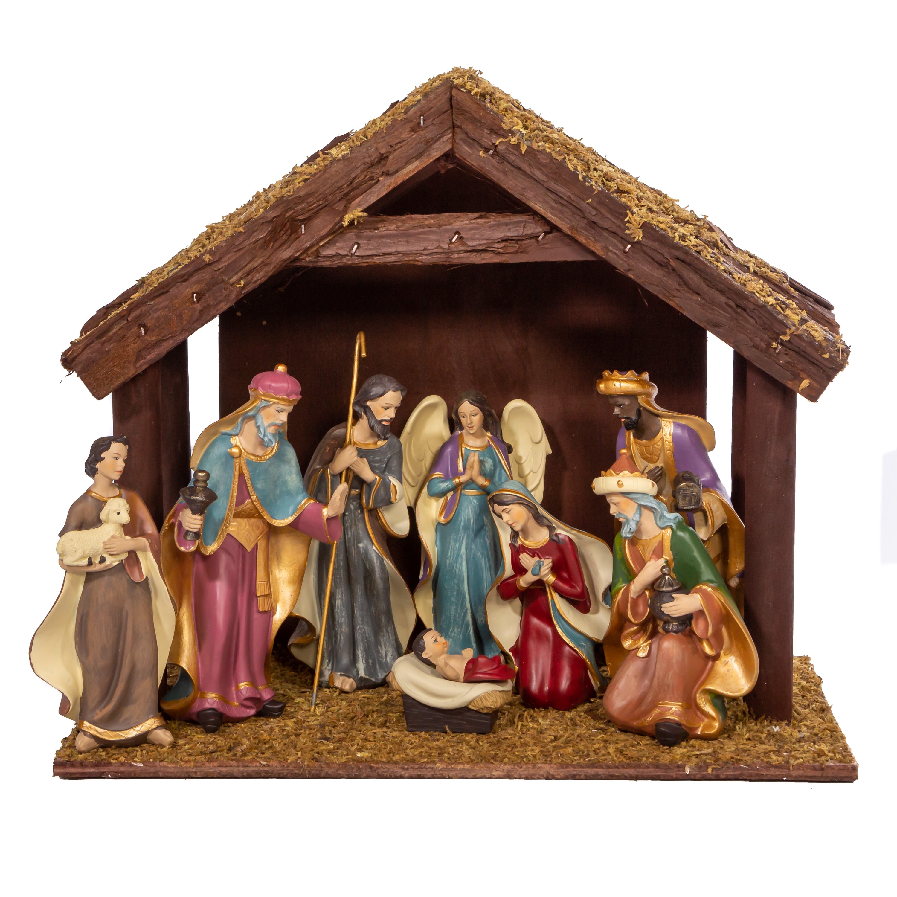 Kurt S. Adler 11-in Christmas Decor Figurine Resin Stable with