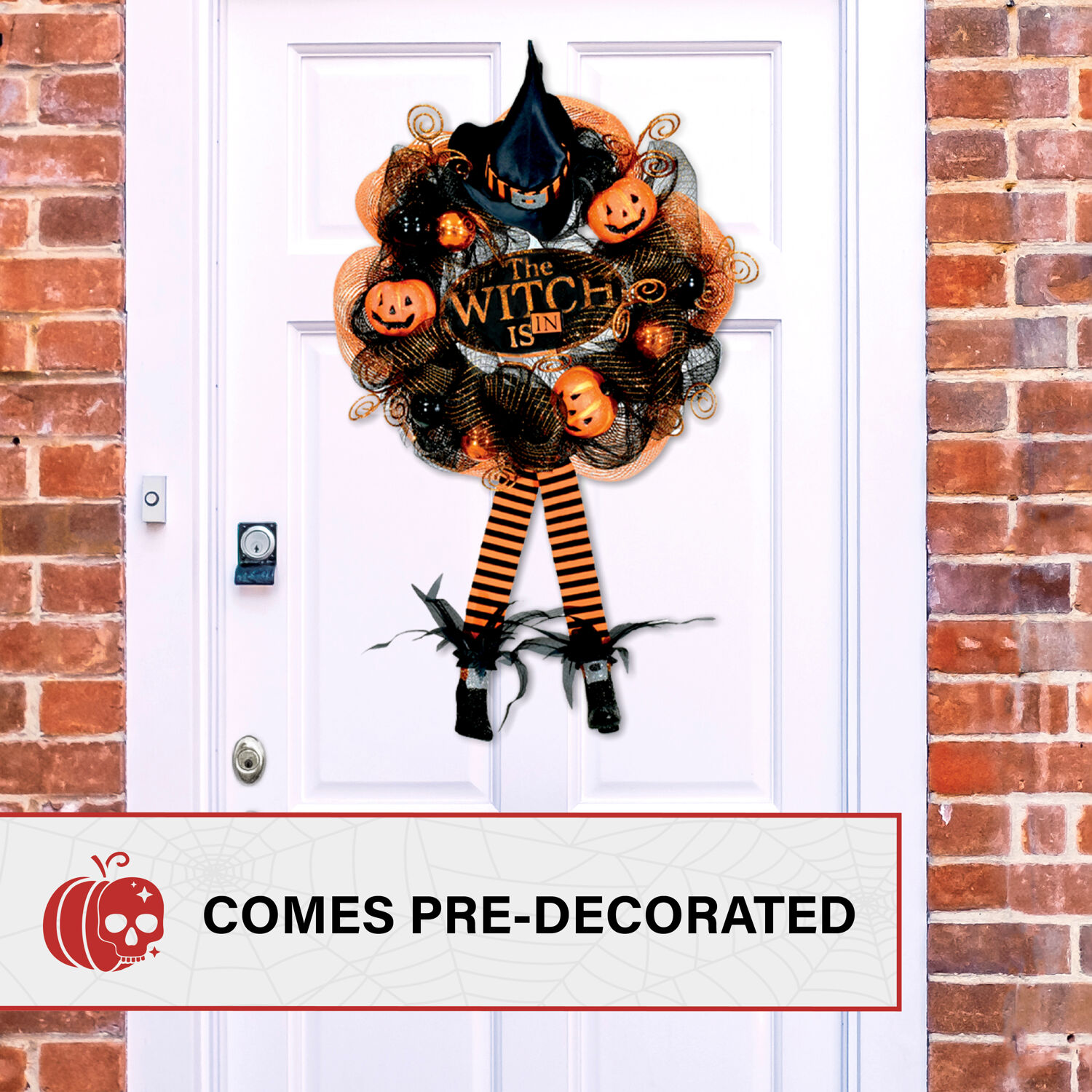 Haunted Hill Farm HHWRTHWTC-BLK Artificial-Halloween-Wreaths - View #3