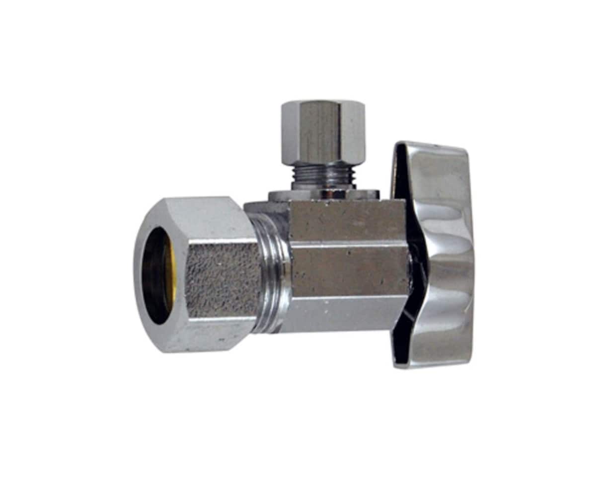  734352 5/8-in Compression x 1/2-in Compression Brass Quarter Turn Stop Angle Valve