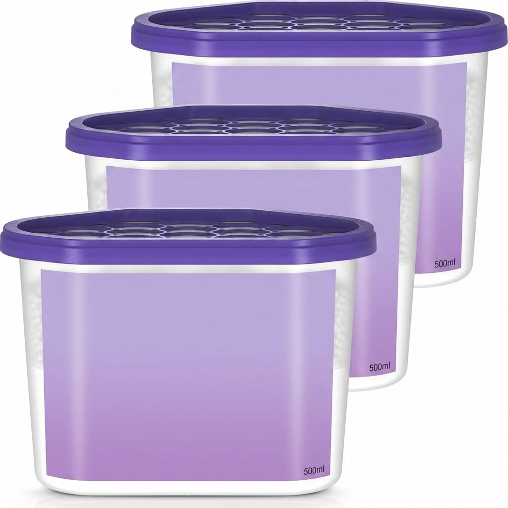 Phewnyzo  Moisture Absorbers Lavender Vanilla Scented Refillable Humidity Absorber Box for Closet Car Bathroom Basement Long Lasting 3 Pack
