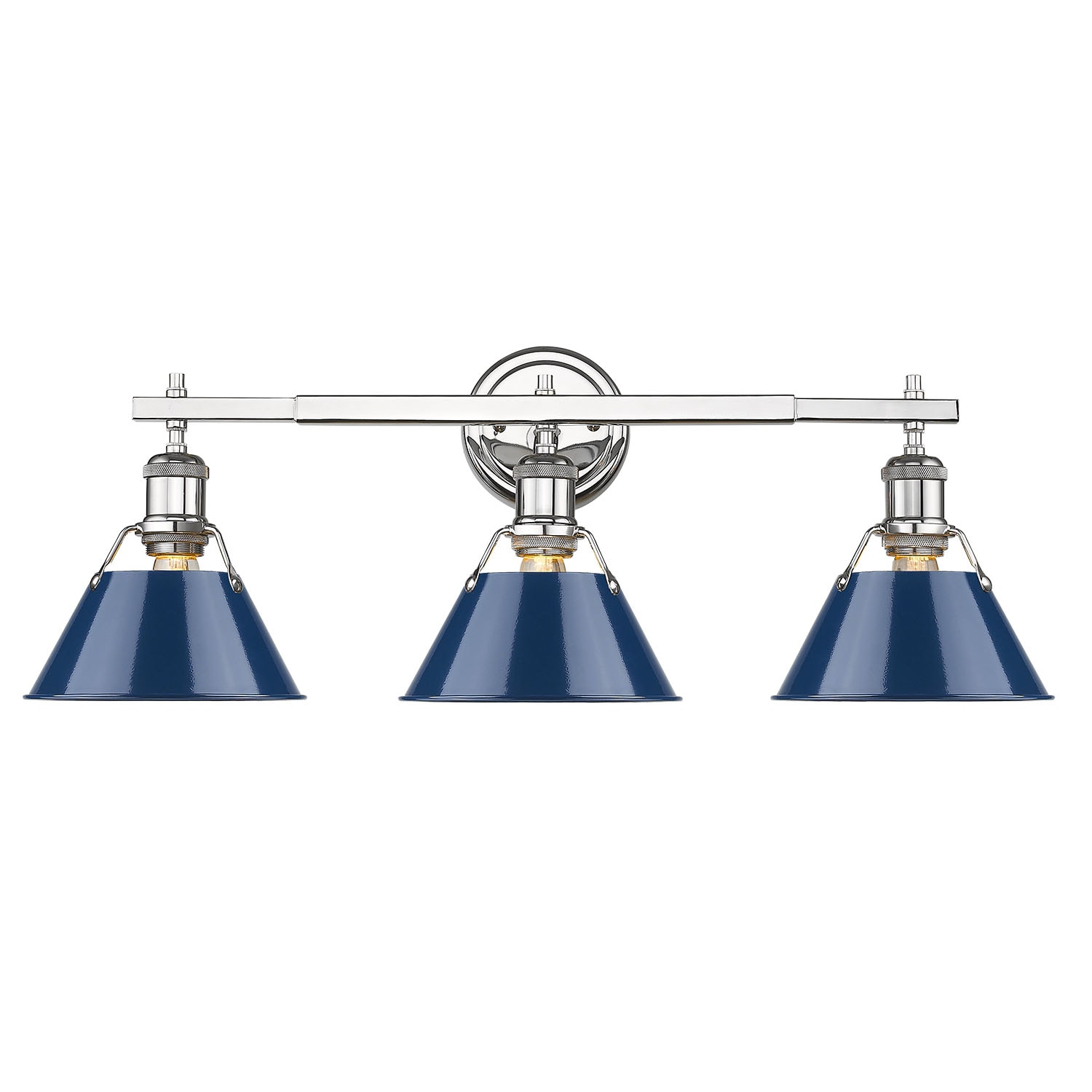 Golden Lighting 3306-BA3 CH-NVY Orwell 27.25-in 3 -Light Polished Chrome Industrial Vanity light