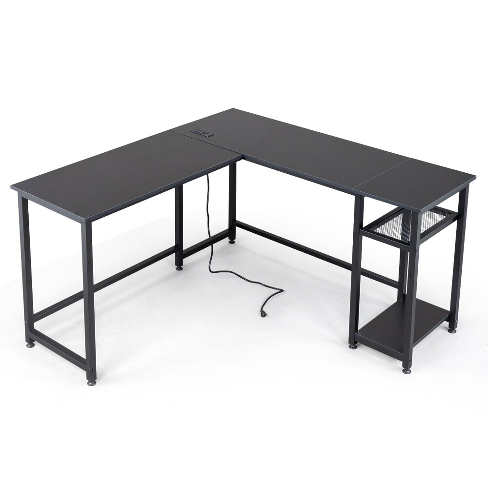 Winado LO1G52003779 55.11-in Black Modern/Contemporary L-shaped desk