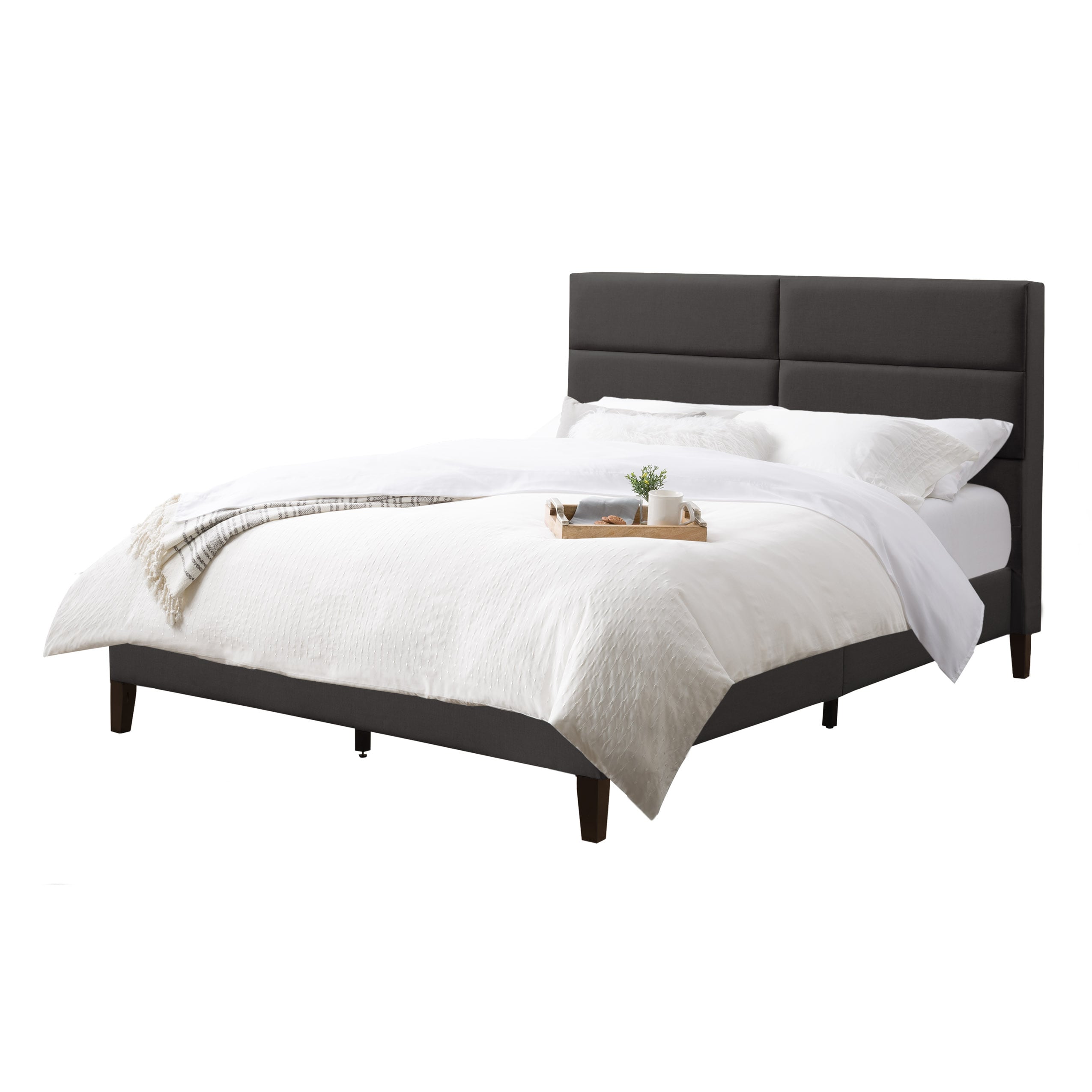 CorLiving BRH-201-D Bellevue Dark Grey Full Upholstered Panel Bed