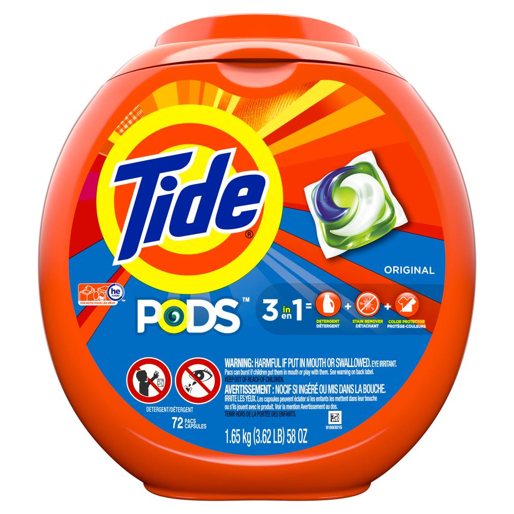 Tide PODS Hygienic Clean Heavy Duty Laundry Detergent Pacs, Original Scent,  72 ct.