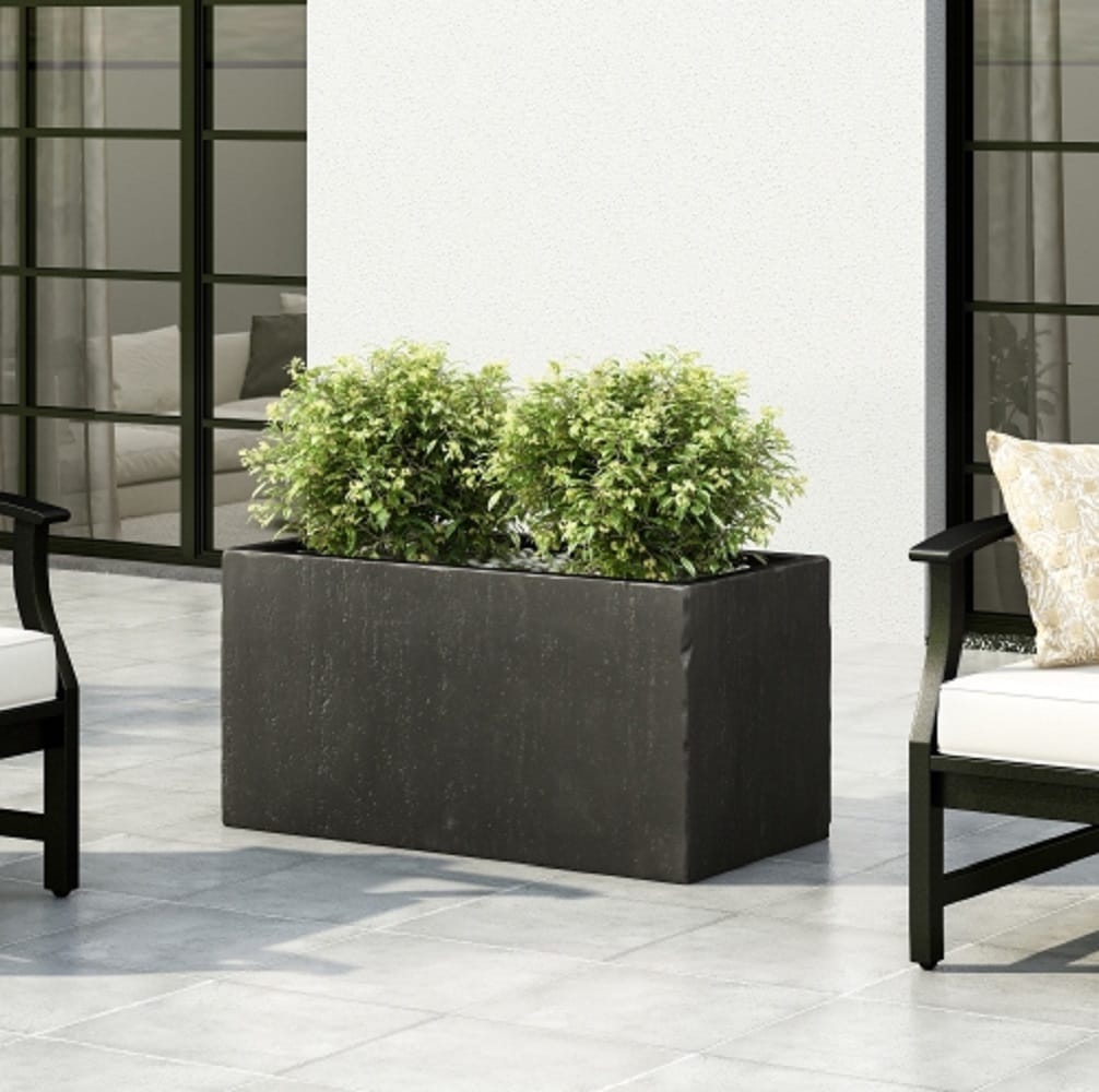 ZAKLOOP WU70627.00BLK Rectangle 15.75-Inches W Large Black Metal Outdoor Planter with Drainage Holes
