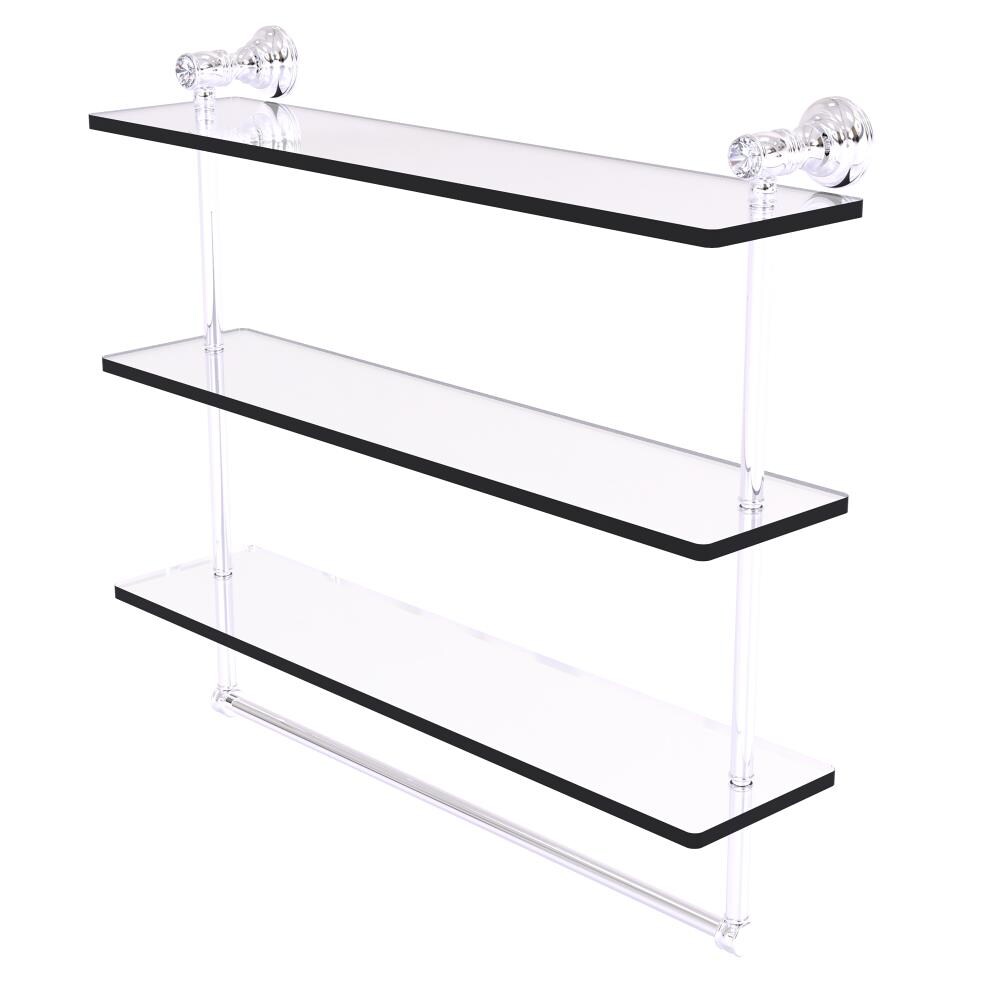 Allied Brass CC-5-22-TB-PC Carolina Crystal Polished Chrome 3 -Tier Wall mount Bathroom Shelf ( 22-in x 19.7-in x 5-in )