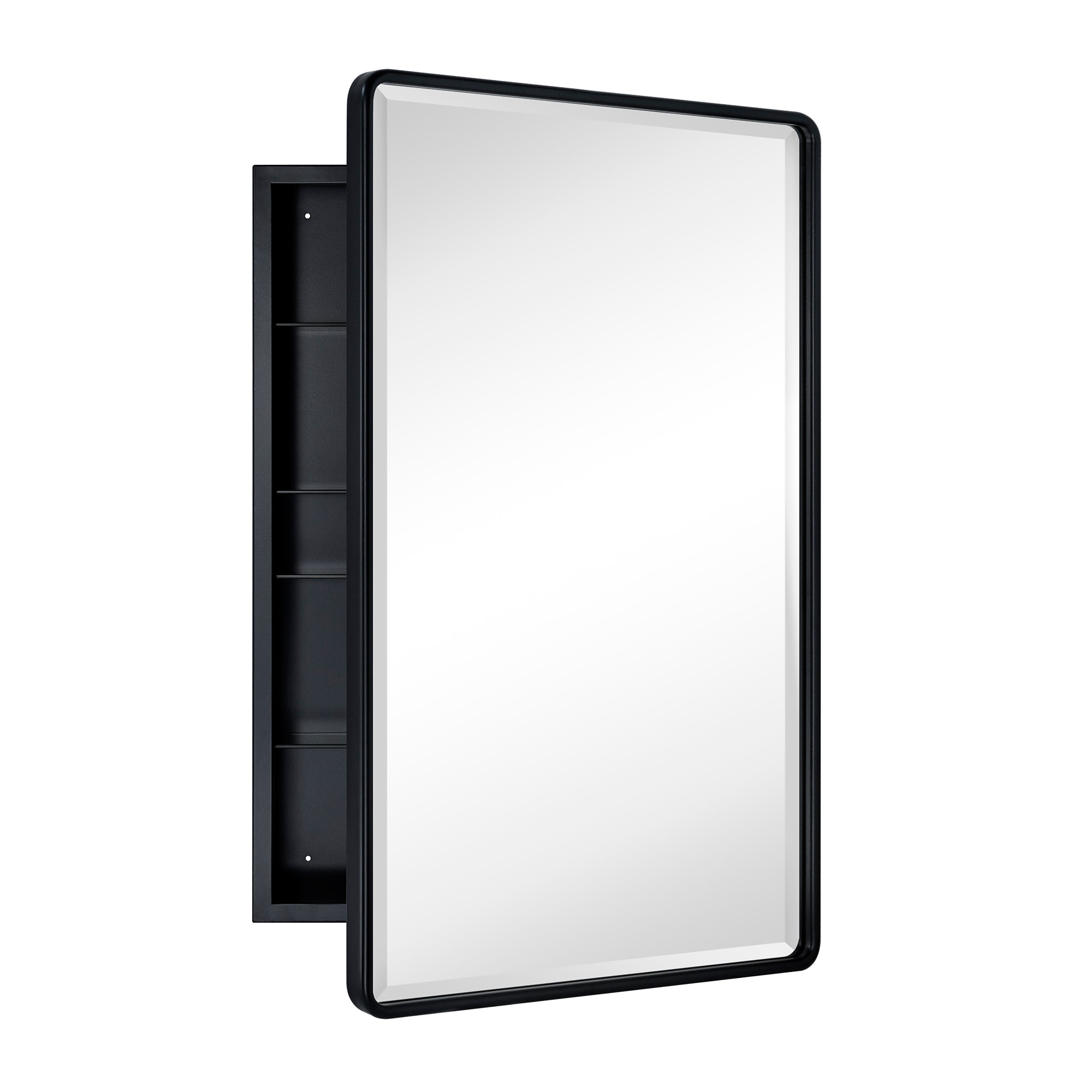TEHOME 20-in x 30-in Surface Mount Matt Black Mirrored Medicine Cabinet