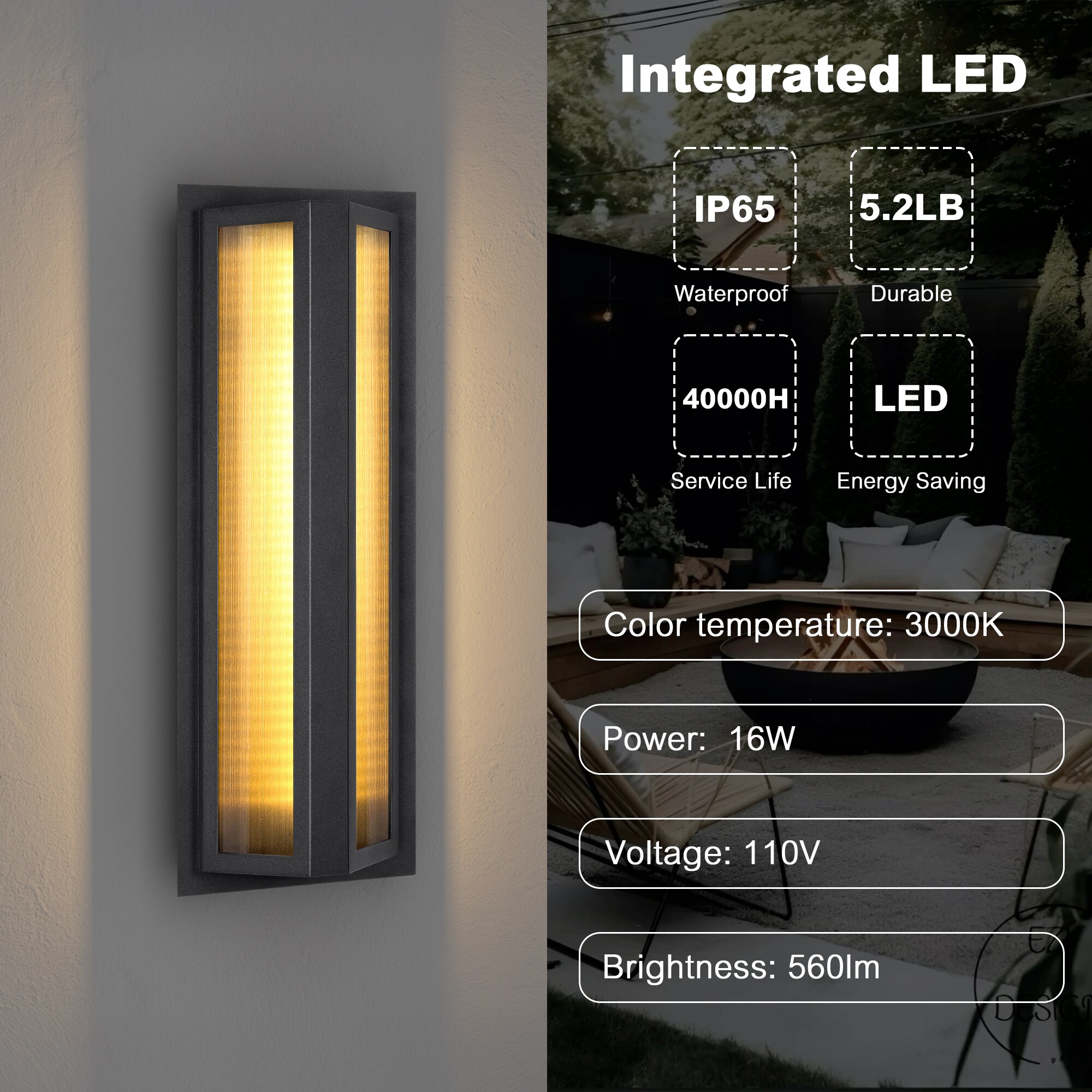 LamQee 06FTL0308ABK Outdoor-Wall-Lighting - View #3