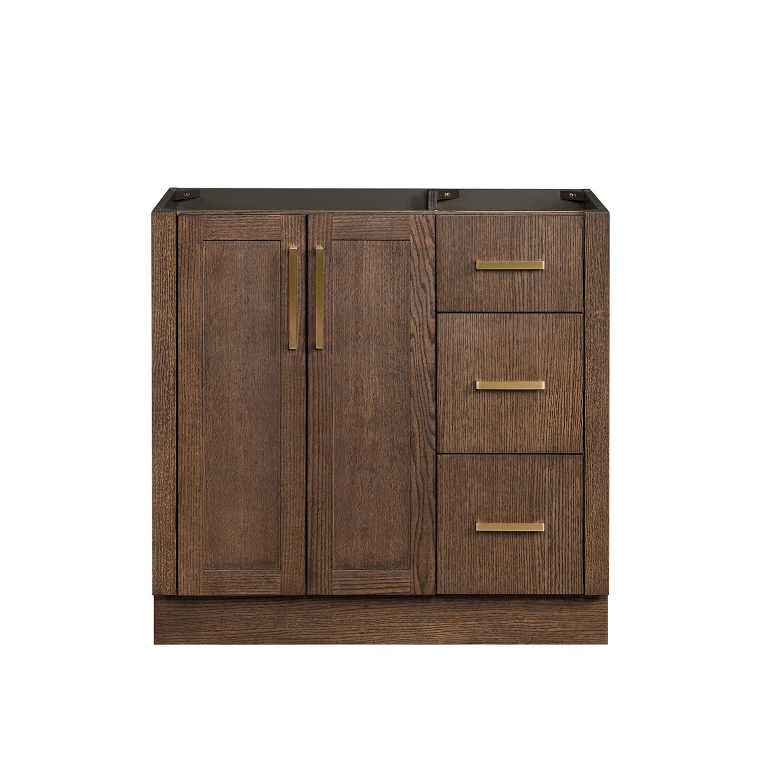 ARIEL Loren 36-in Brown Oak Bathroom Vanity Base Cabinet without Top