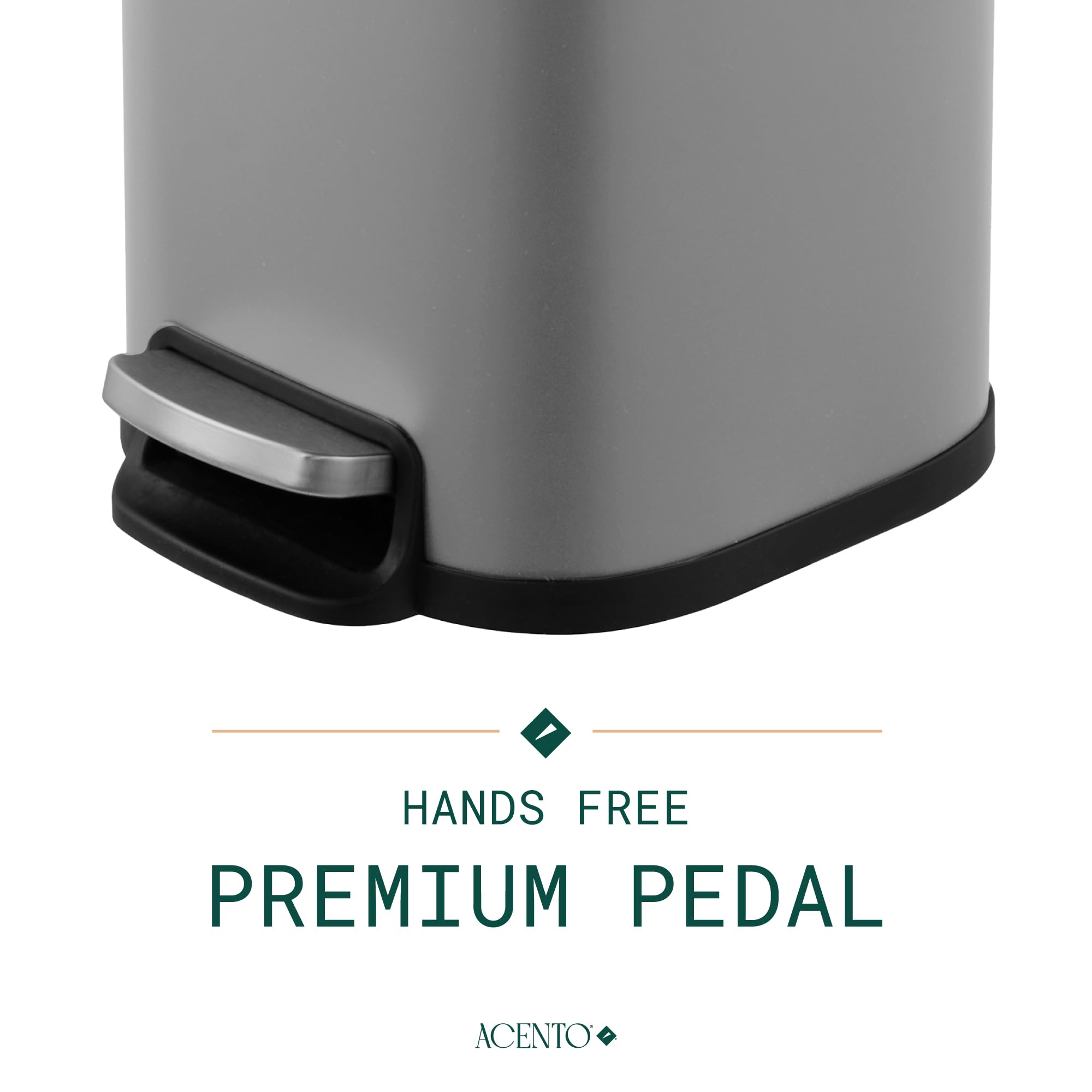Matte Gray Stainless Steel Square Pedal Bathroom Trash Can