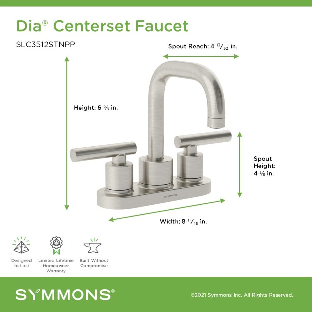 Dia Satin Nickel 4-inch Centerset Two-Handle Bathroom Faucet
