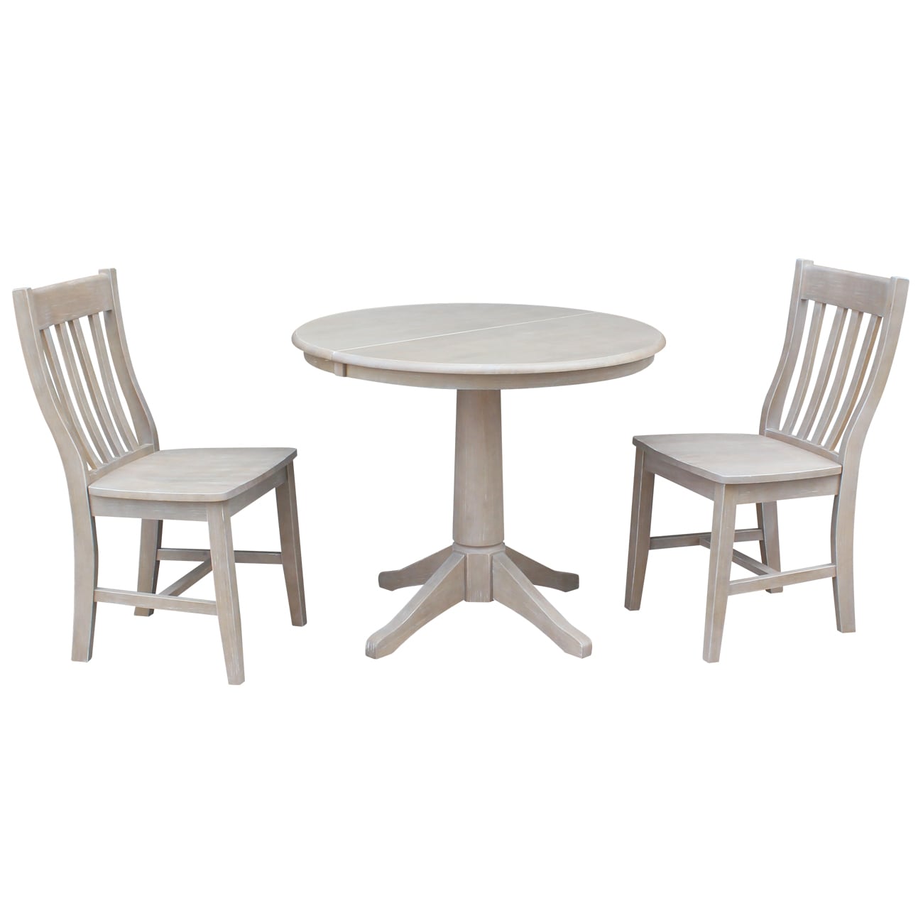 International Concepts K09-36RXT-27B-C61-2 Washed Gray Taupe Traditional Dining Room Set with Round Table (Seats 2)