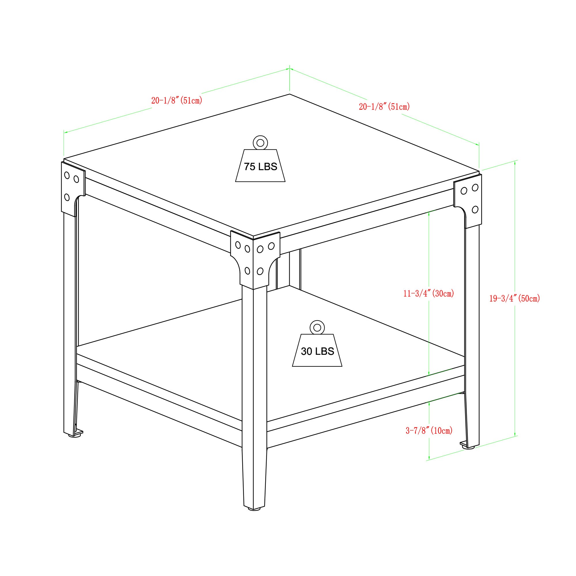 Walker Edison LW20AISTGW End-Tables - View #9
