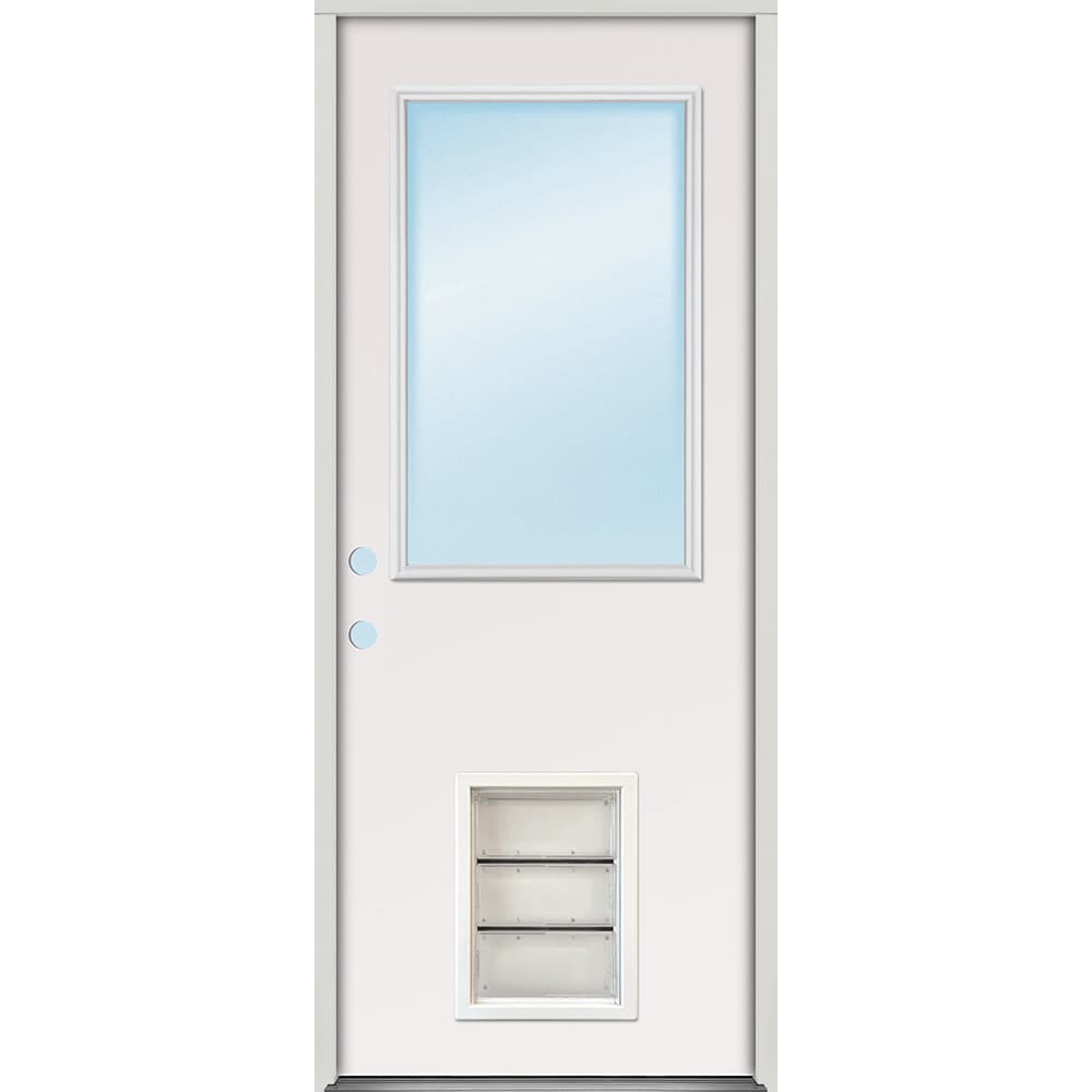 Greatview Doors FG527SGL28R 32-in x 80-in x 6-9/16-in Fiberglass Half lite Right-hand inswing Unfinished Front Door Insulating core