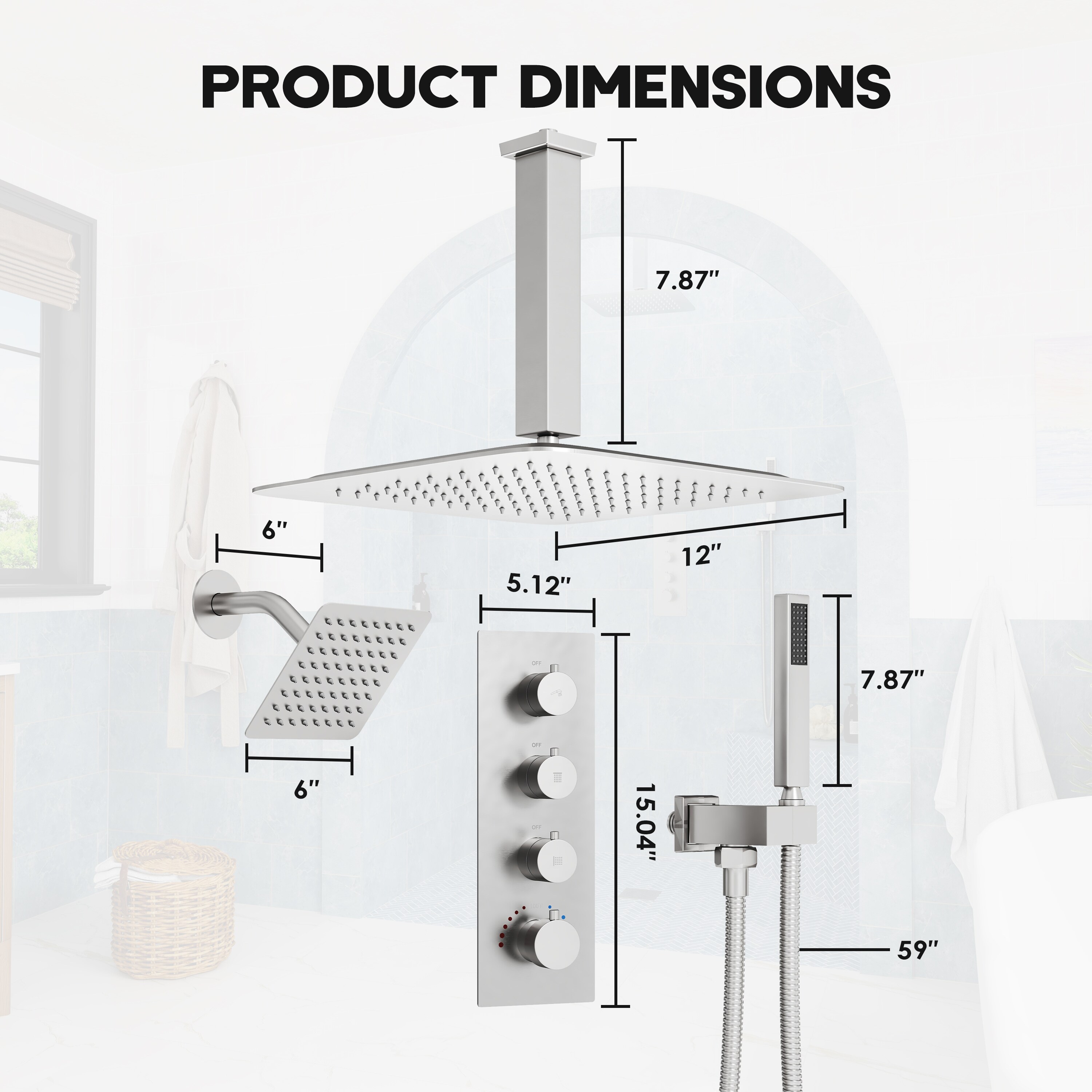 CASAINC CA-200209EB Showerhead-Bar-Panels - View #9