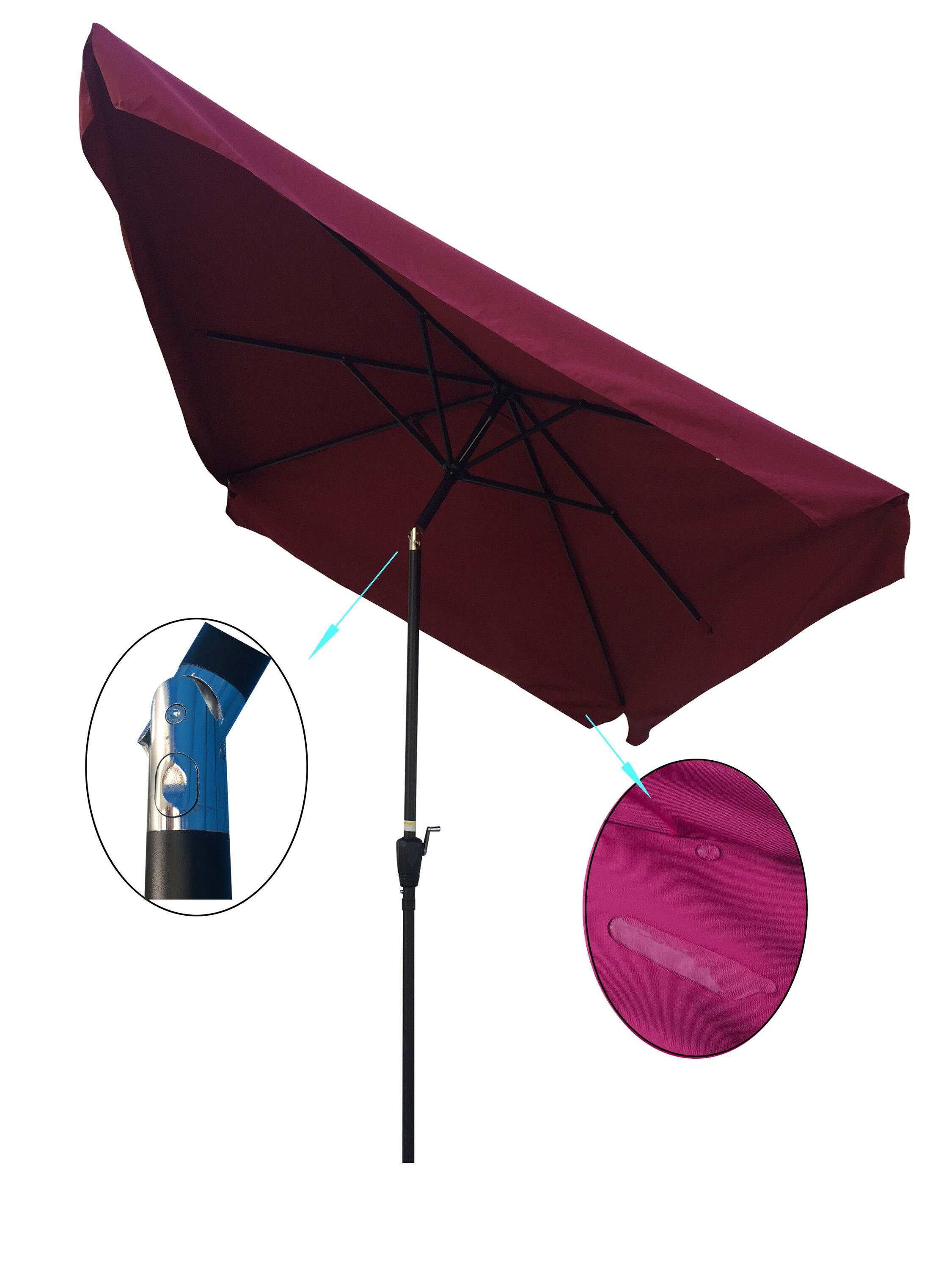 CASAINC 6.5-ft Red Crank Garden Patio Umbrella in the Patio Umbrellas ...