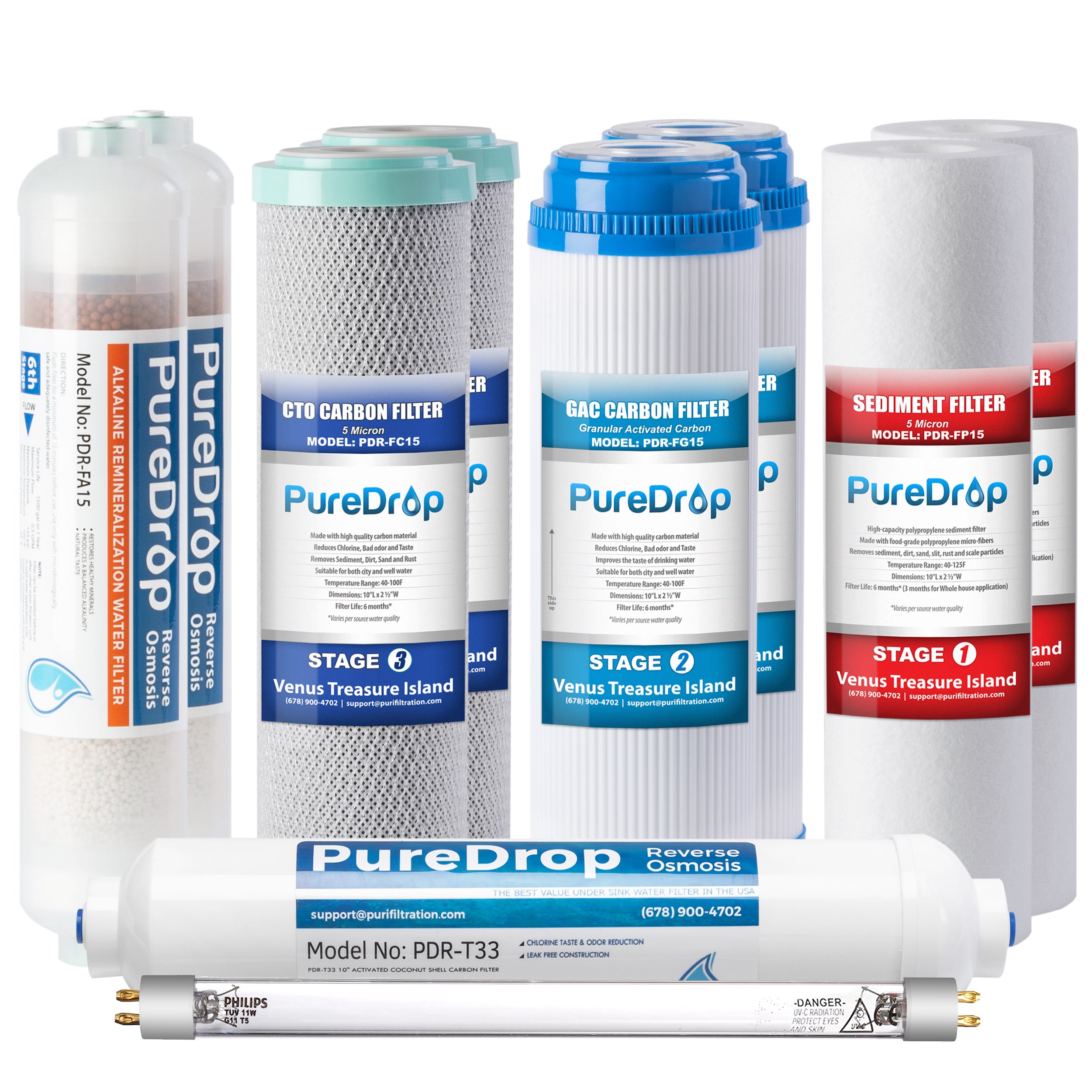 PureDrop PDR-F10KU PDR Under Sink 12-Months Replacement Filter 10 -Pack