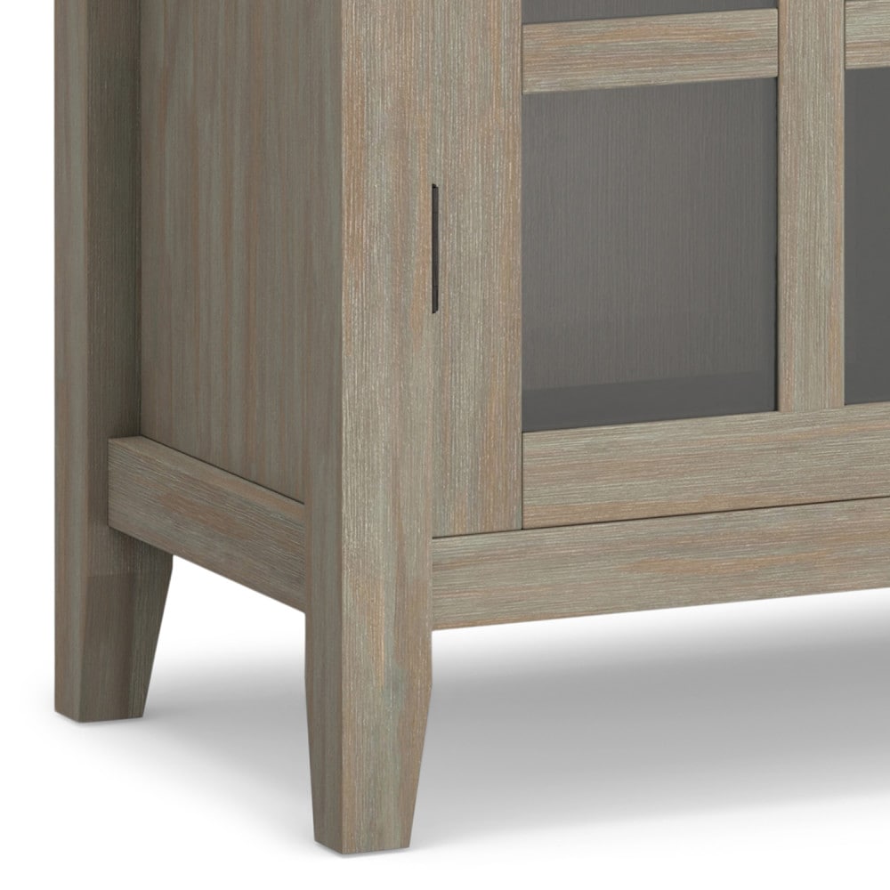 Distressed Grey Solid Wood 2-Door Accent Cabinet with Adjustable Shelves