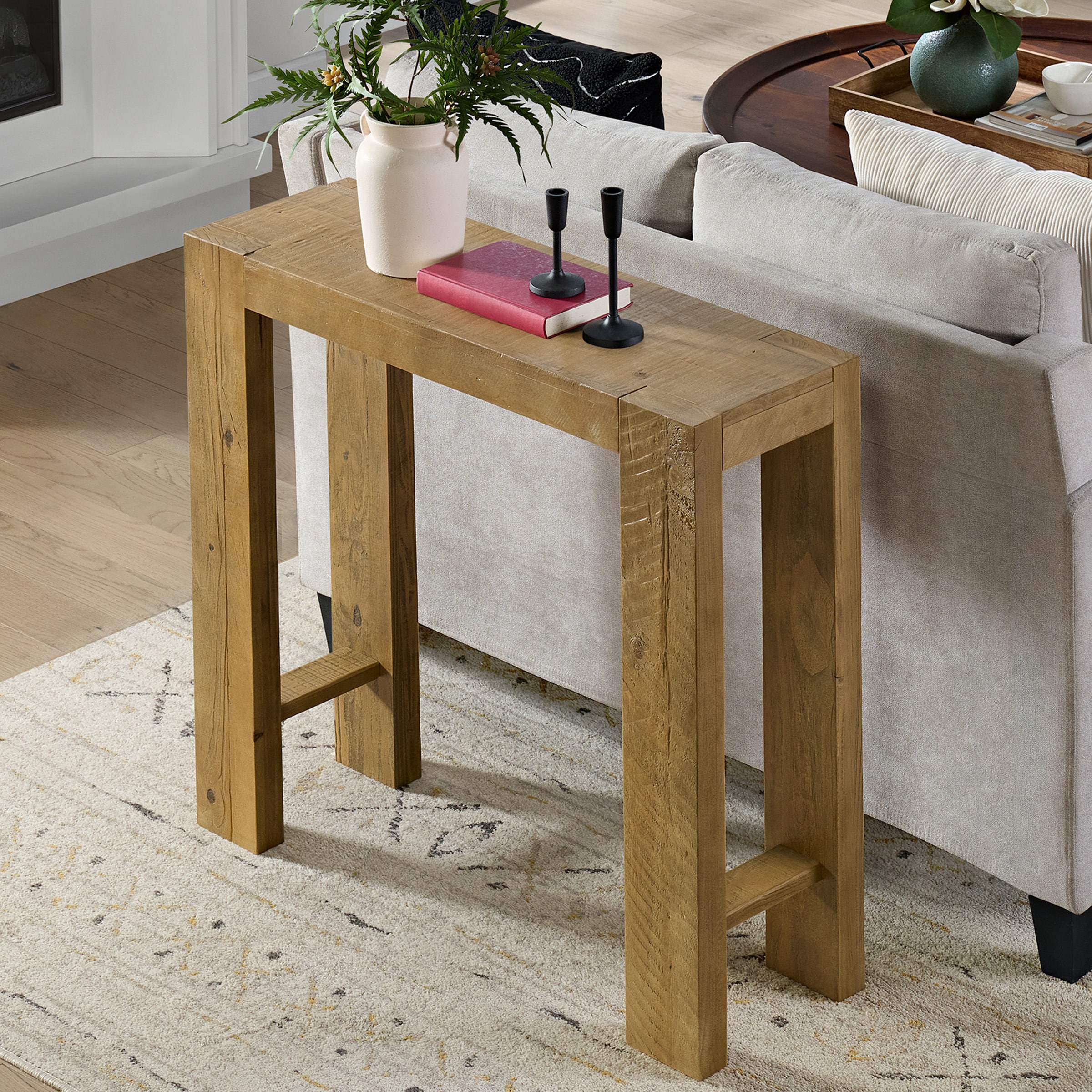 Alaterre Furniture  Classic Solid Wood Console Table - 36in Modern Farmhouse Entryway Table (Oak)