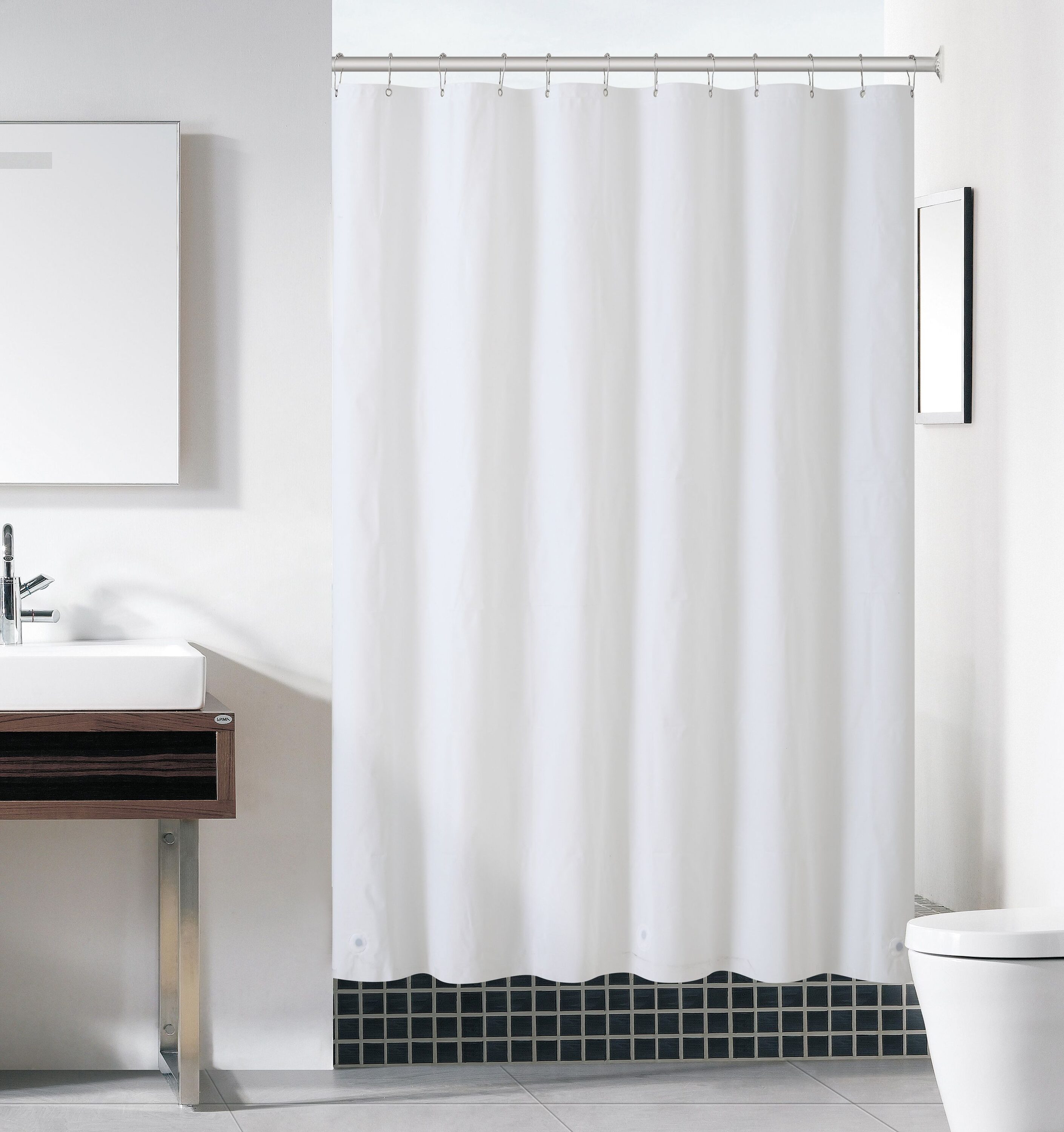 KATE AURORA Hotel Heavy Duty 10 Gauge Vinyl Shower Curtain Liners White 72 in x 72 in Standard Shower Curtain Liner