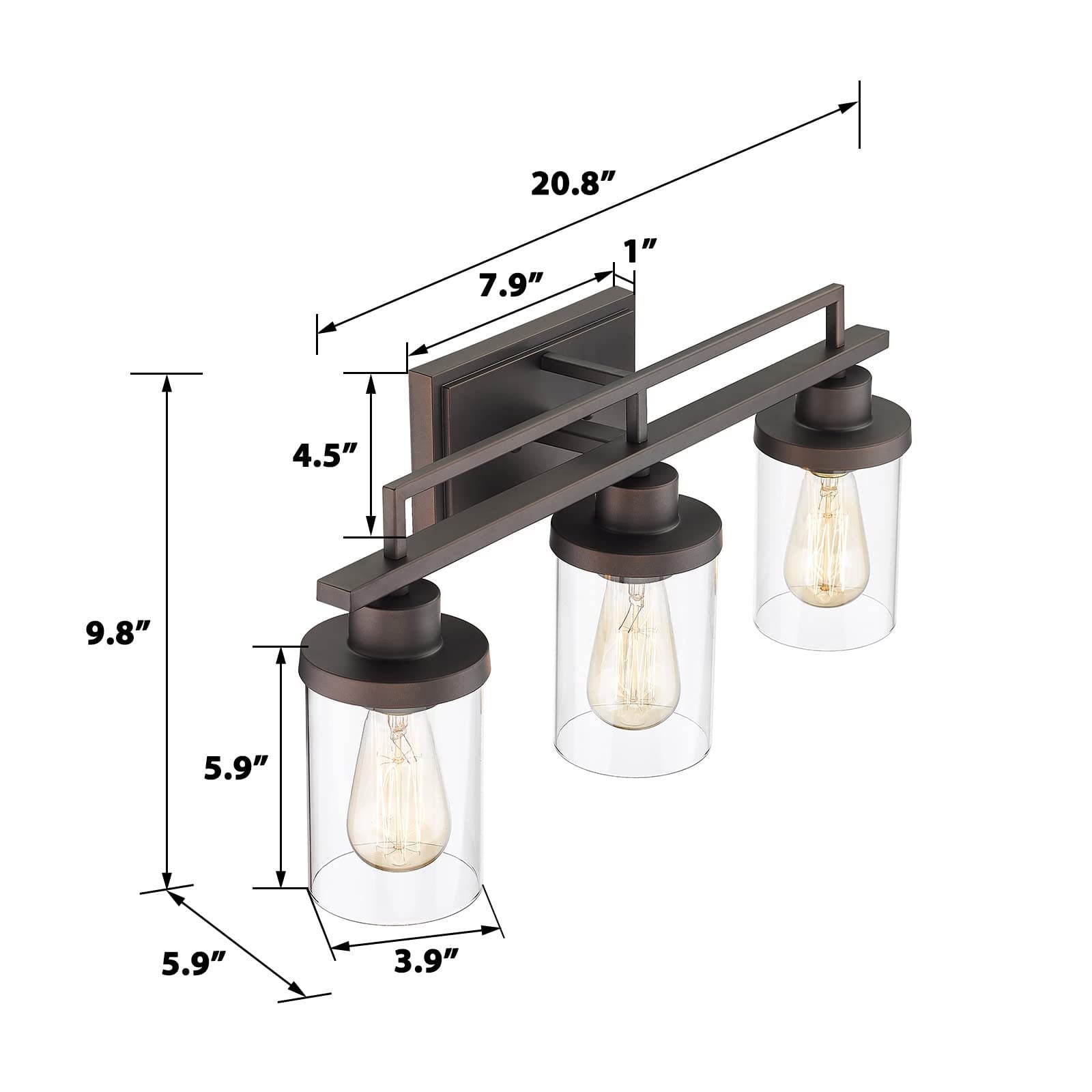 LTMATE JAZAVA 20.8-in 3-Light Oil-Rubbed Bronze Led, Modern ...