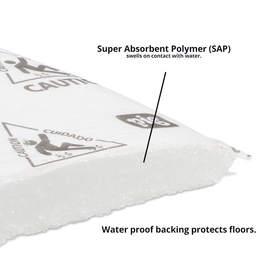 Set and Forget Leak Proof Super Water Absorber Pads by New Pig Disposable 10.6 x 14.5 Waterproof Backing Super Absorbent Polymer Absorbs & Locks in Water 10-Count 