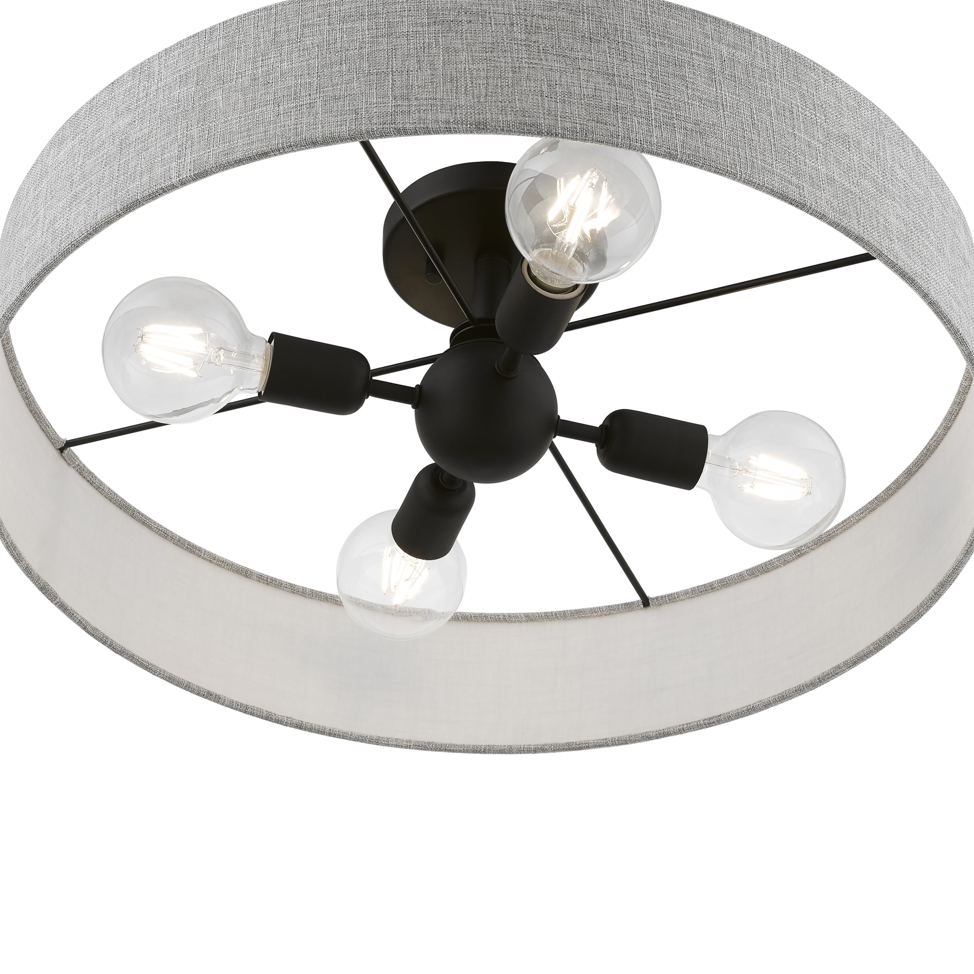 Elmhurst Modern 4-Light Drum Semi-Flush Mount in Black Nickel