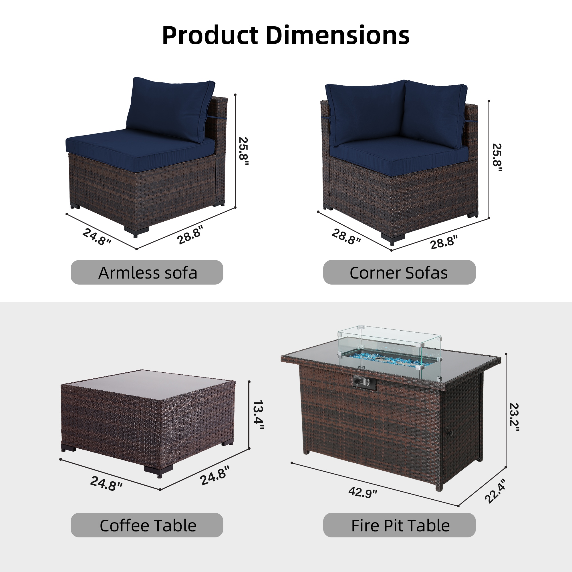 Patio Watcher TBBR-ABC43-NAVYBLUE Patio-Conversation-Sets - View #3