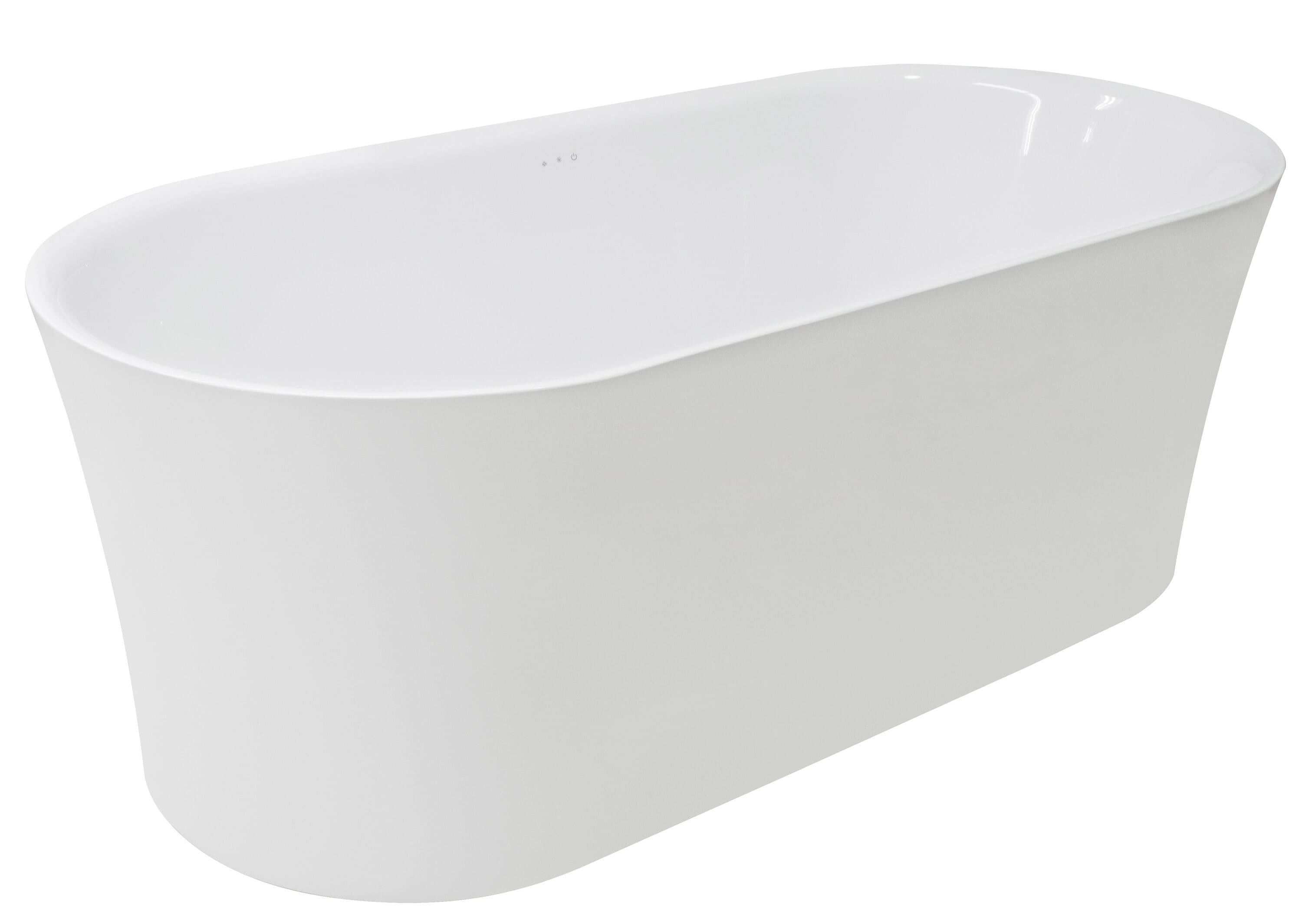 ANZZI FT-AZ067 31.5-in x 66.9-in Glossy white Acrylic Oval Freestanding Air bath Drain ( Center Drain )