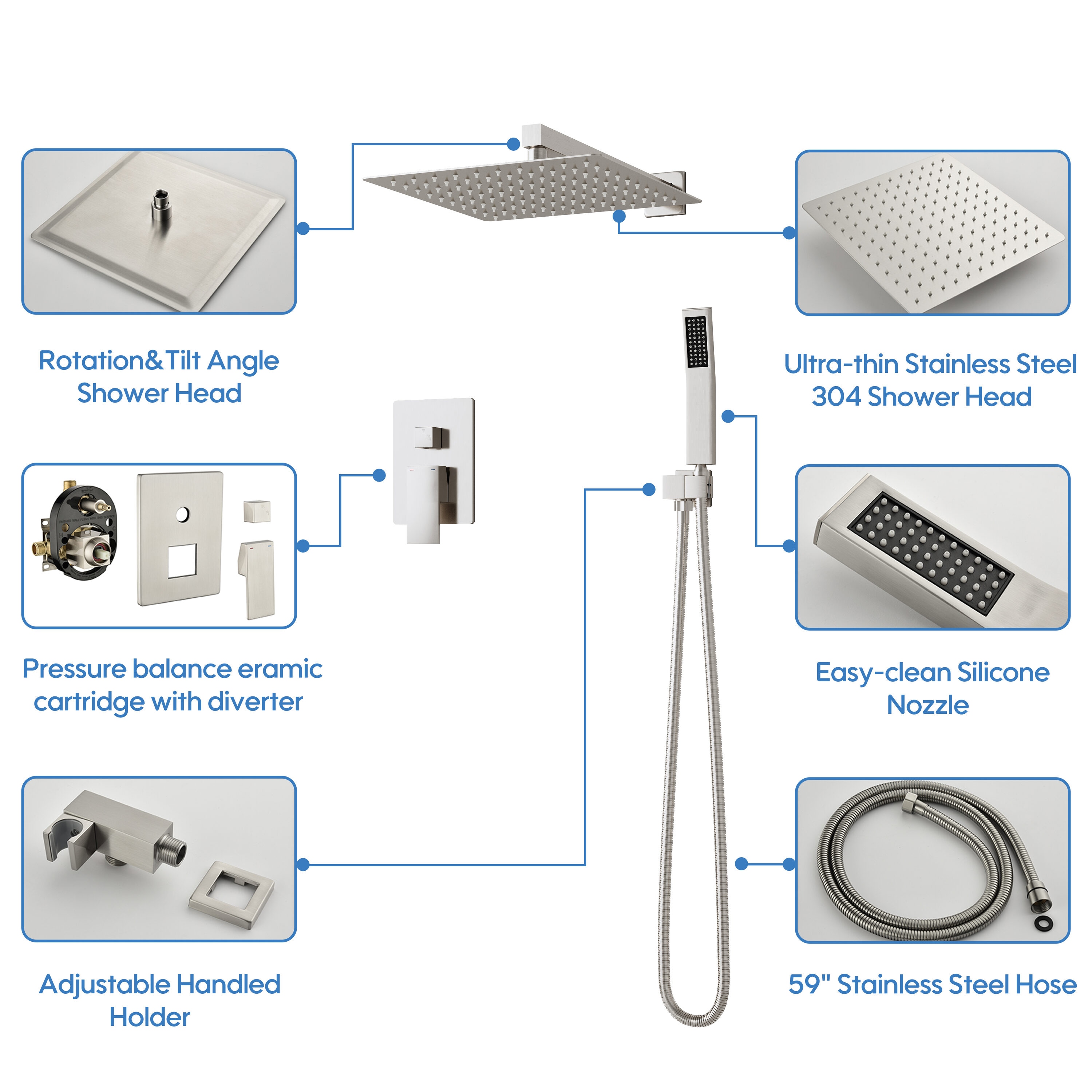 Iseryn FL312BN Showerhead-Bar-Panels - View #10