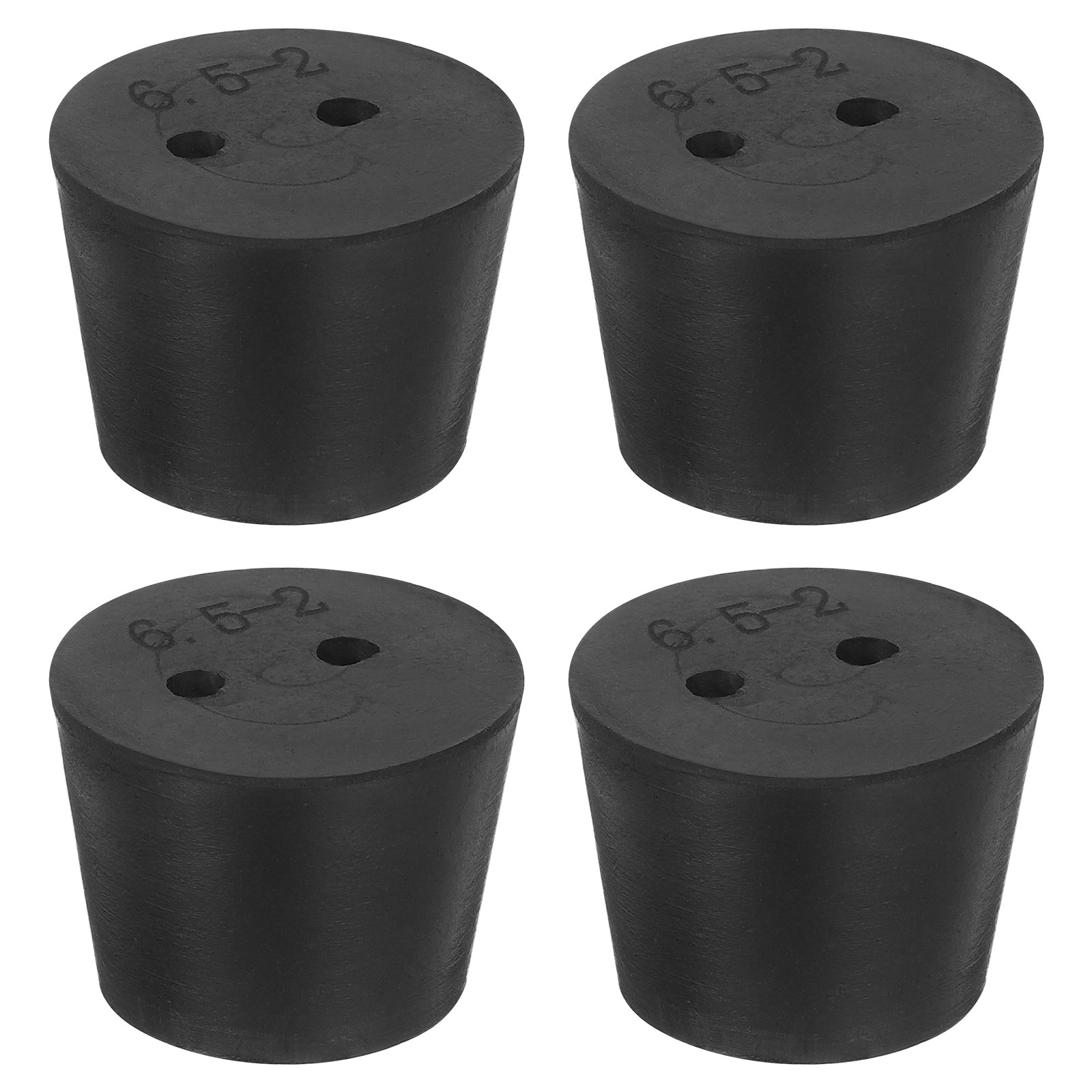 Unique Bargains - 4pcs 2-Hole Rubber Stopper Tapered Lab Seal Tube Stopper Plug for Test Tube Fla...