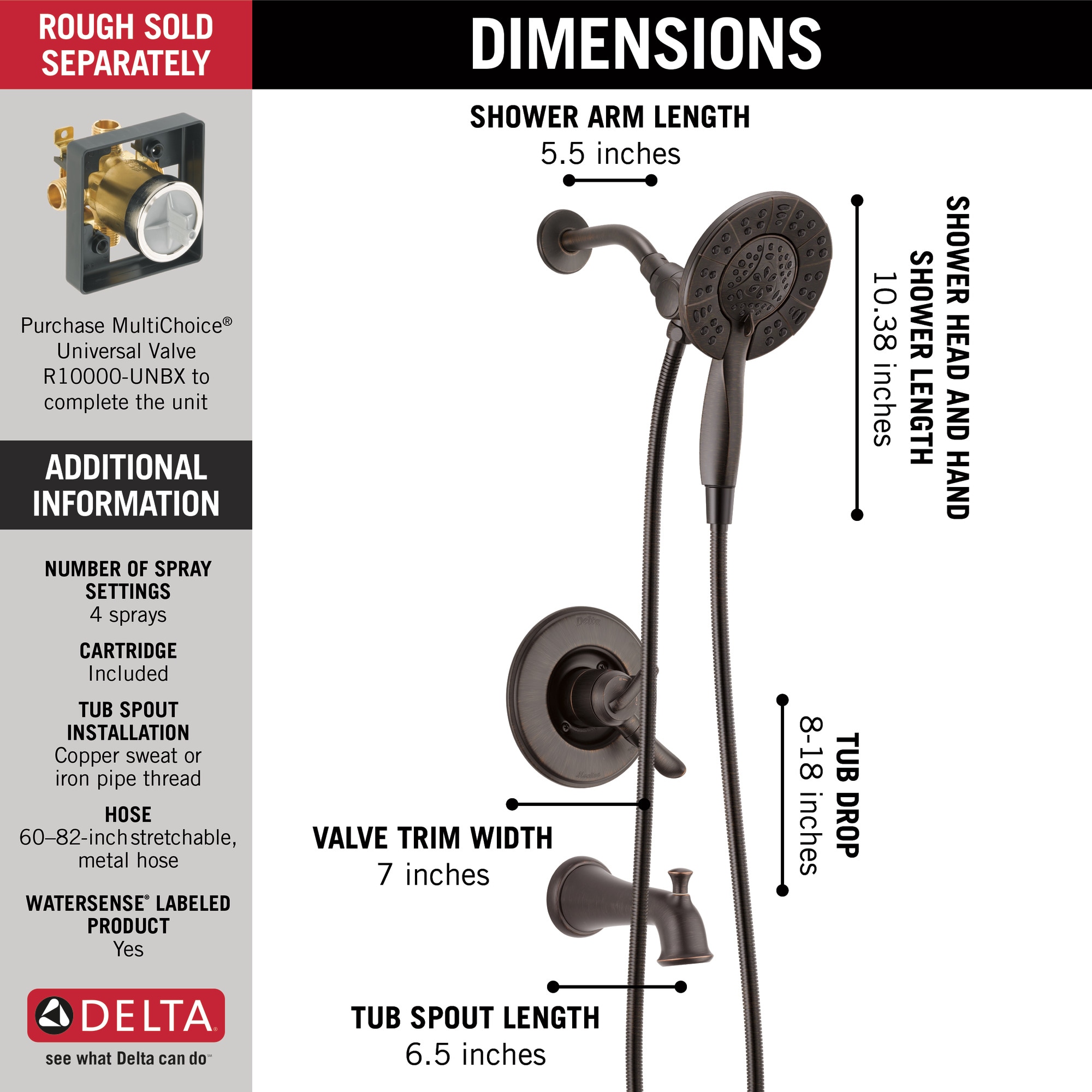 Delta T17494-RB-I Tub-Shower-Faucets - View #14