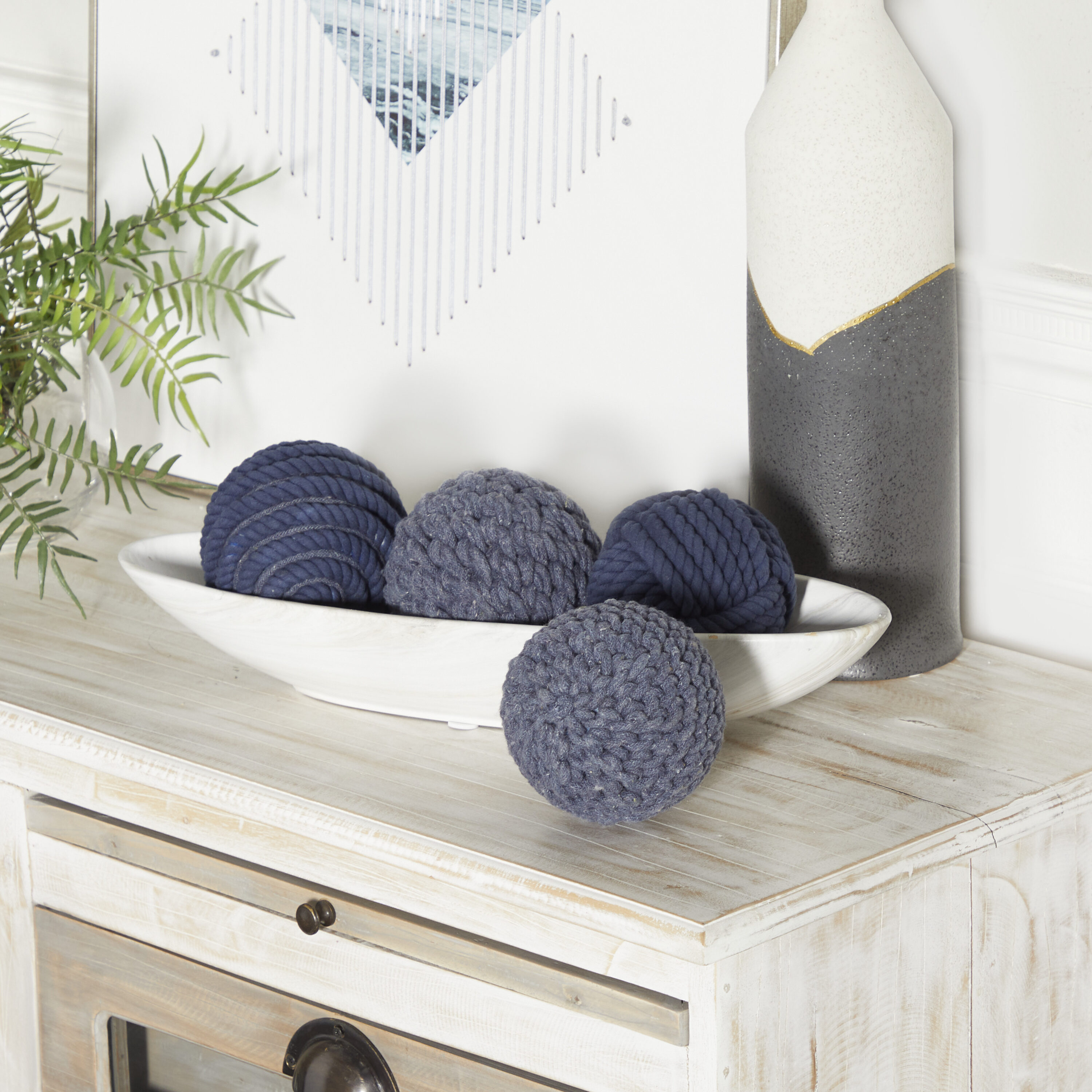 Grayson Lane 97447 4 -Pack Blue Cotton Coastal Decor set