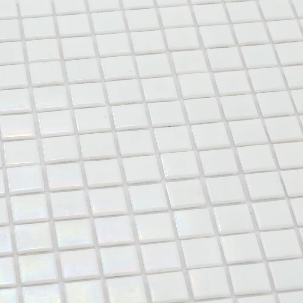 Nacreous 12" x 12" Iridescent White Glass Mosaic Tile