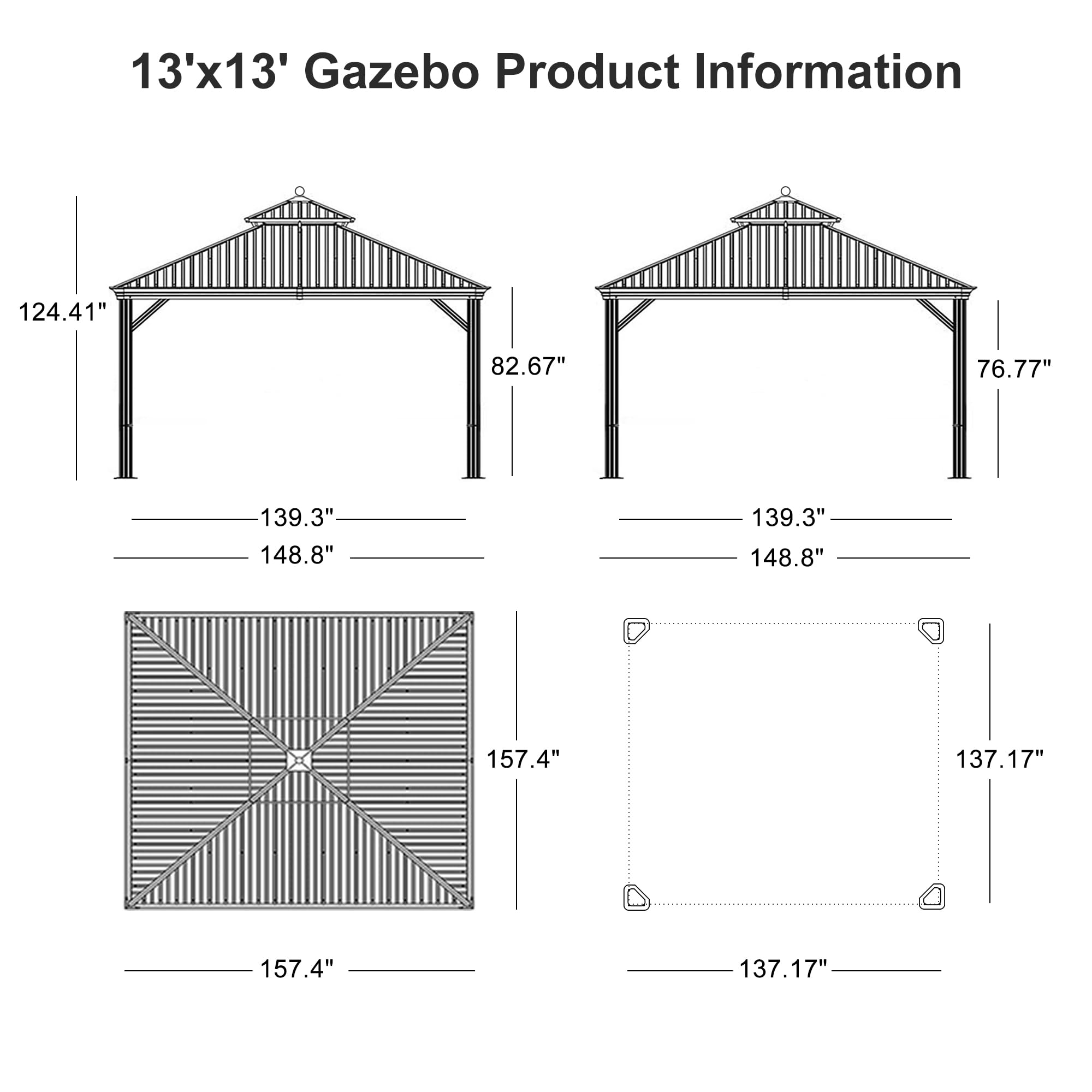 PURPLE LEAF LSMHS1313DB-H Wood-Resin-Gazebos - View #9